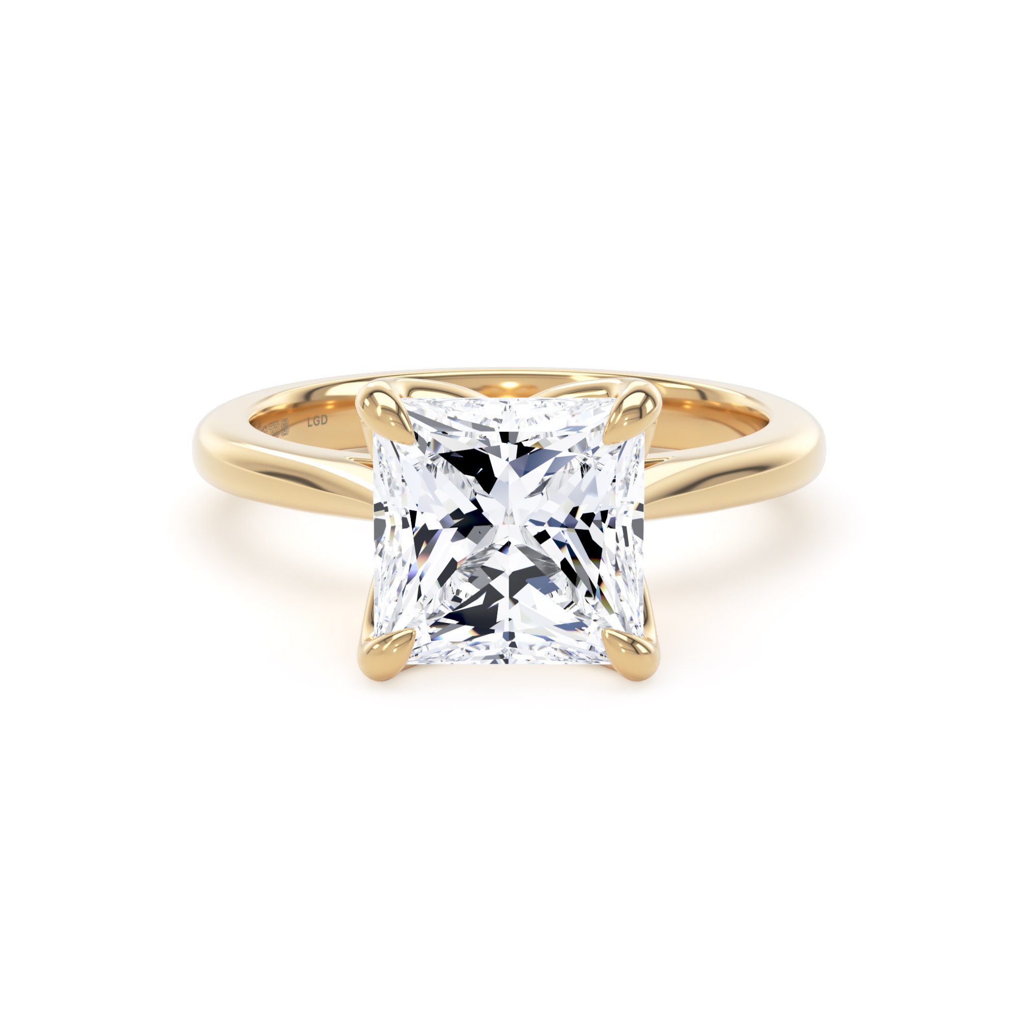 18ct Yellow Gold 3.00cttw Princess Cut Lab Grown Diamond Solitaire Engagement Ring