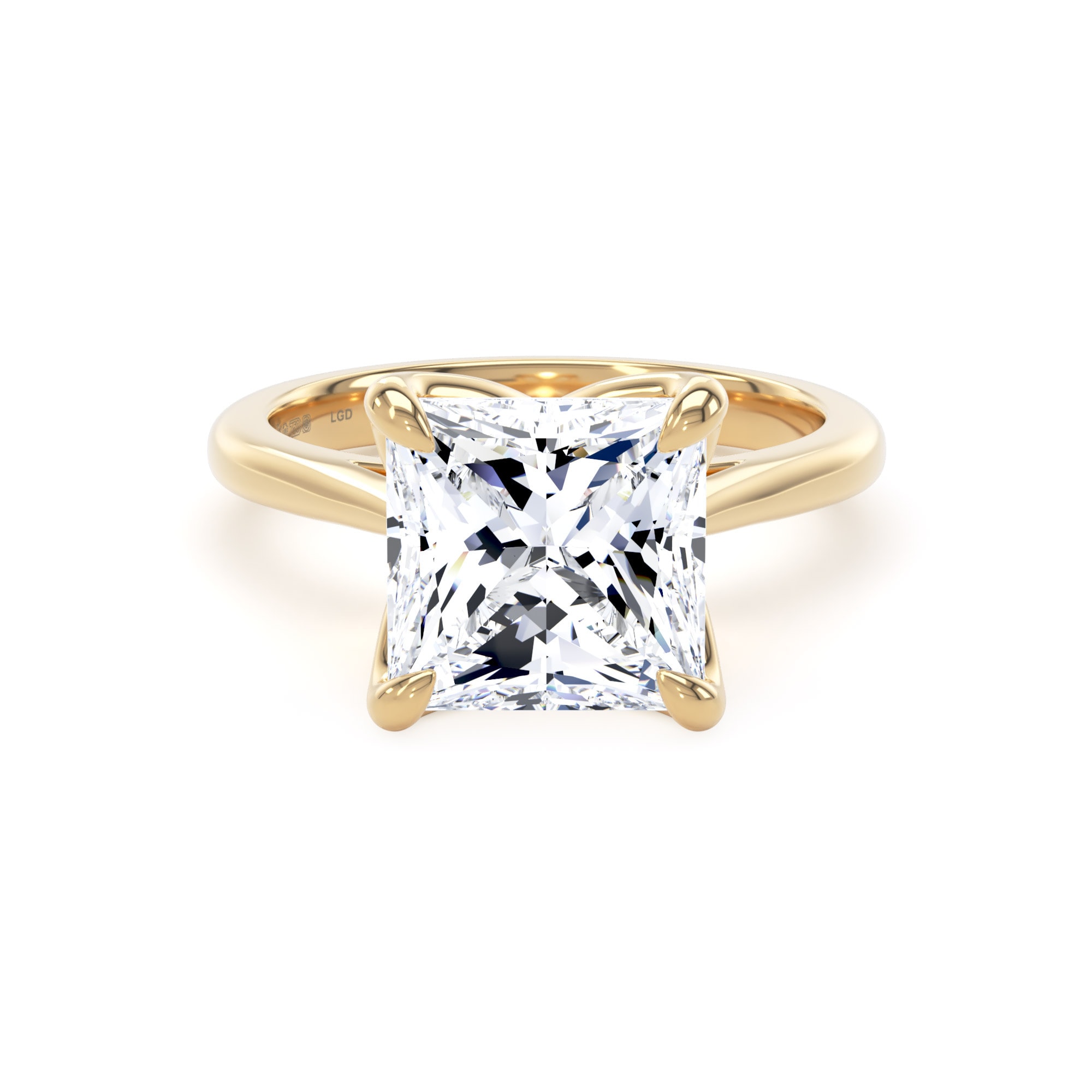 18ct Yellow Gold 4.00cttw Princess Cut Lab Grown Diamond Solitaire Engagement Ring