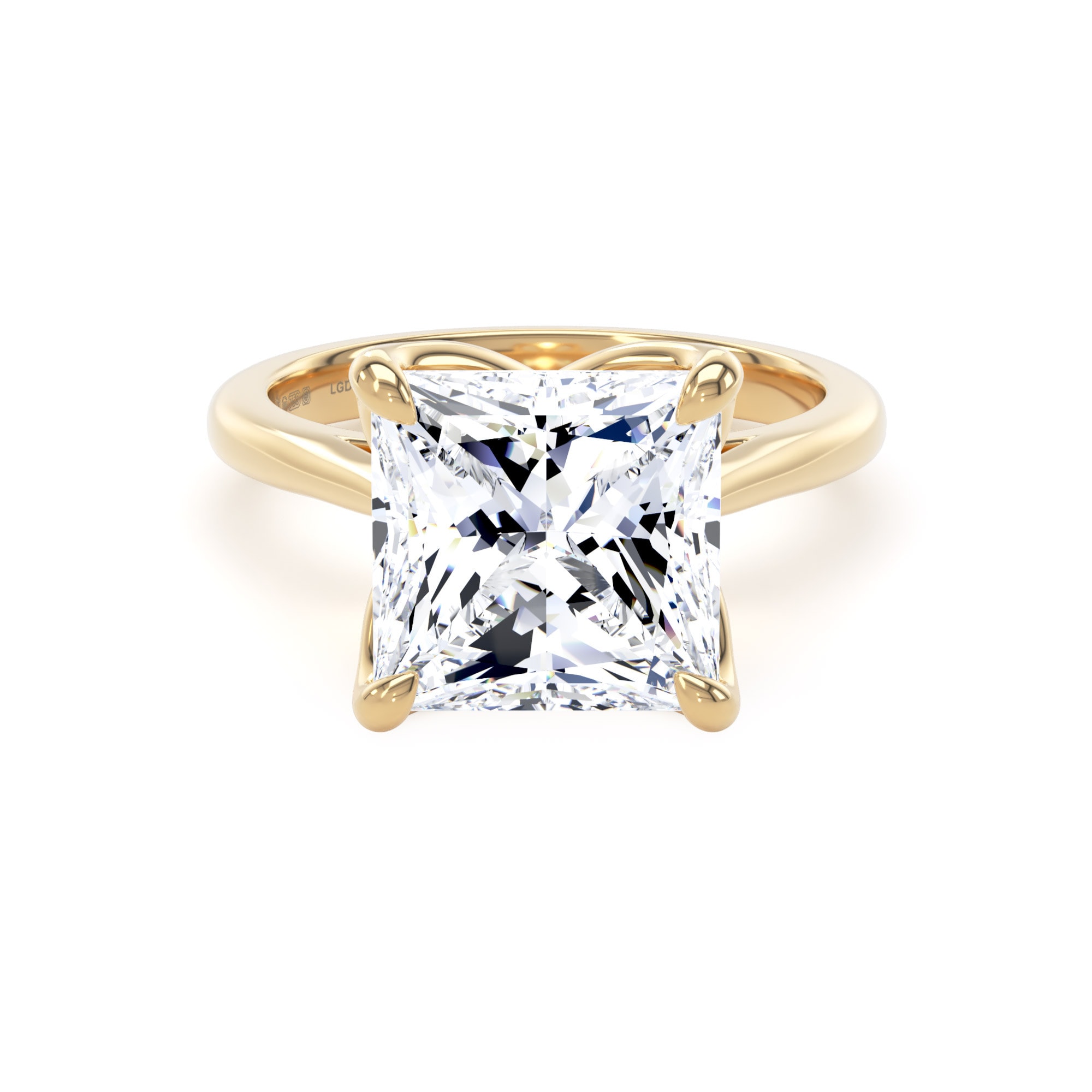 18ct Yellow Gold 5.00cttw Princess Cut Lab Grown Diamond Solitaire Engagement Ring
