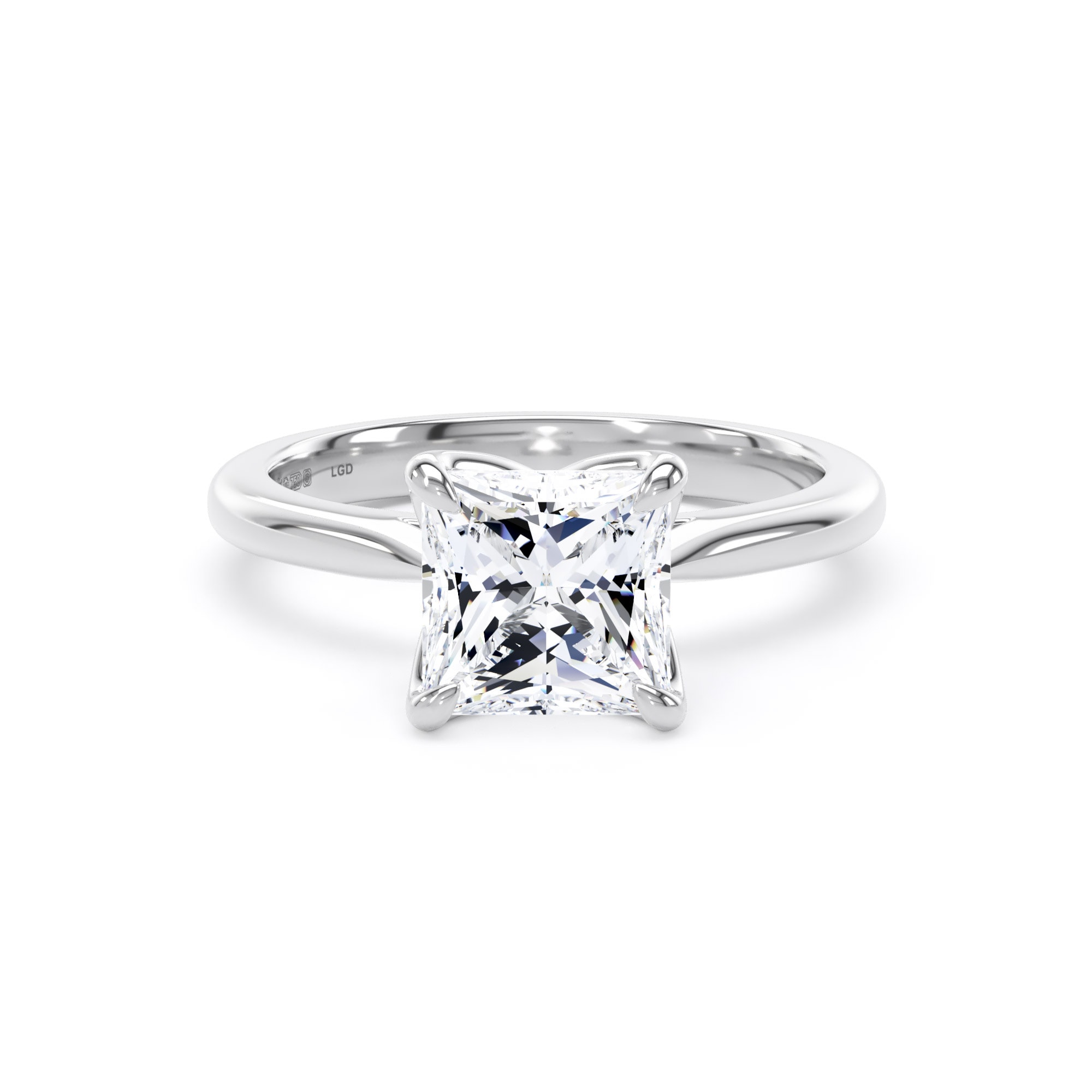 18ct White Gold 2.00cttw Princess Cut Lab Grown Diamond Solitaire Engagement Ring