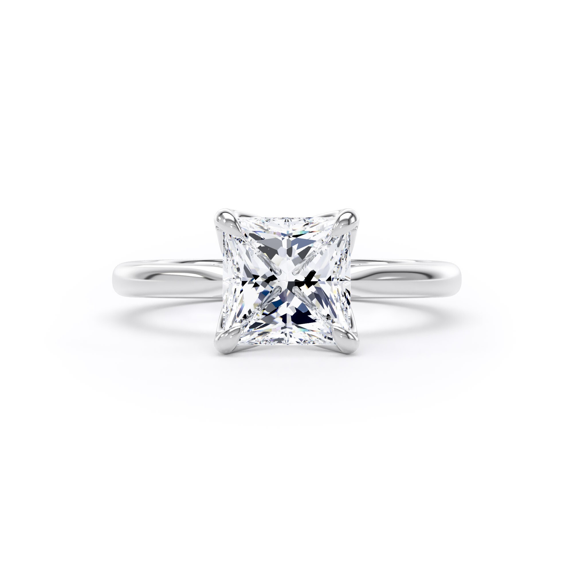 Goldsmiths 18ct White Gold 2.00cttw Princess Cut Lab Grown Diamond Solitaire Engagement Ring - Ring Size P.5 Goldsmiths 18ct White Gold 2.00cttw Princess Cut Lab Grown Diamond Solitaire Engagement Ring - Ring Size P.5