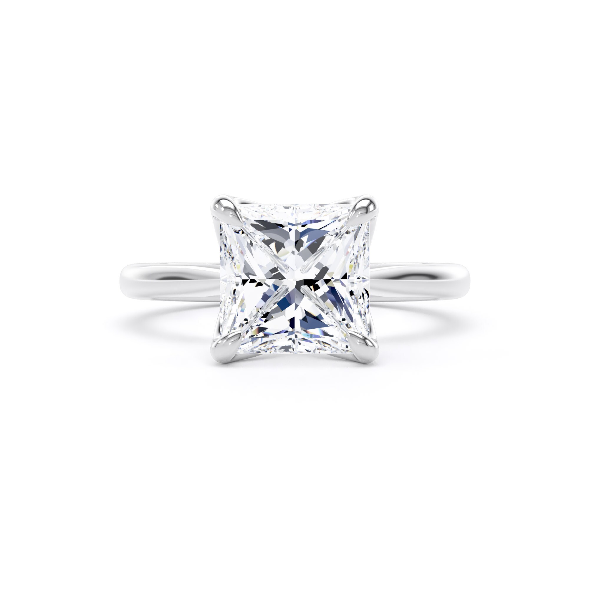 Goldsmiths 18ct White Gold 3.00cttw Princess Cut Lab Grown Diamond Solitaire Engagement Ring - Ring Size I.5 Goldsmiths 18ct White Gold 3.00cttw Princess Cut Lab Grown Diamond Solitaire Engagement Ring - Ring Size I.5