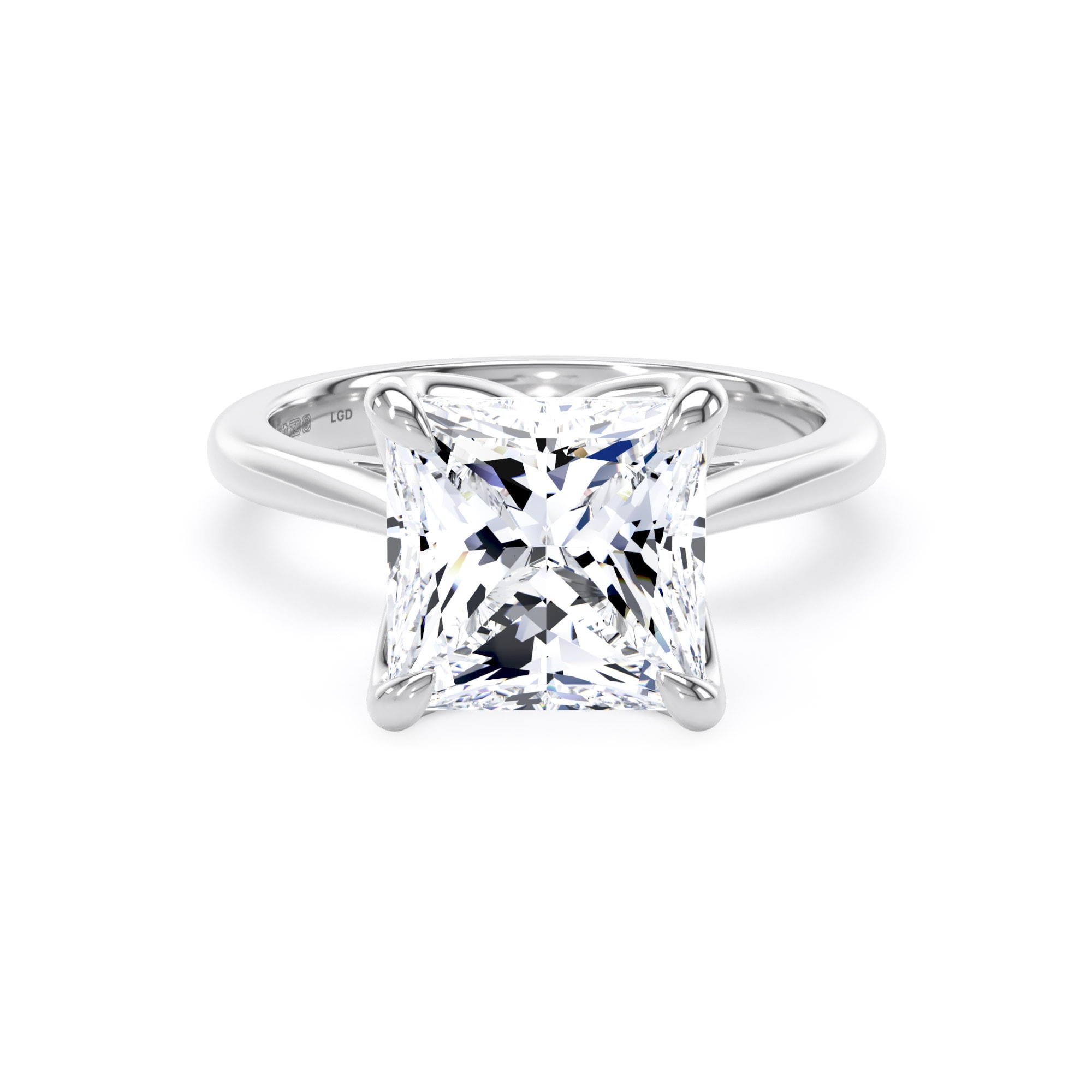 18ct White Gold 4.00cttw Princess Cut Lab Grown Diamond Solitaire Engagement Ring