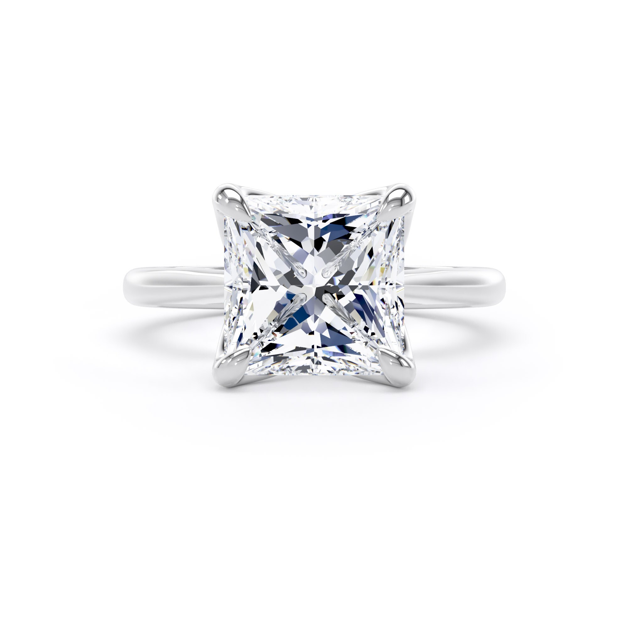 Goldsmiths 18ct White Gold 4.00cttw Princess Cut Lab Grown Diamond Solitaire Engagement Ring - Ring Size P.5 Goldsmiths 18ct White Gold 4.00cttw Princess Cut Lab Grown Diamond Solitaire Engagement Ring - Ring Size P.5