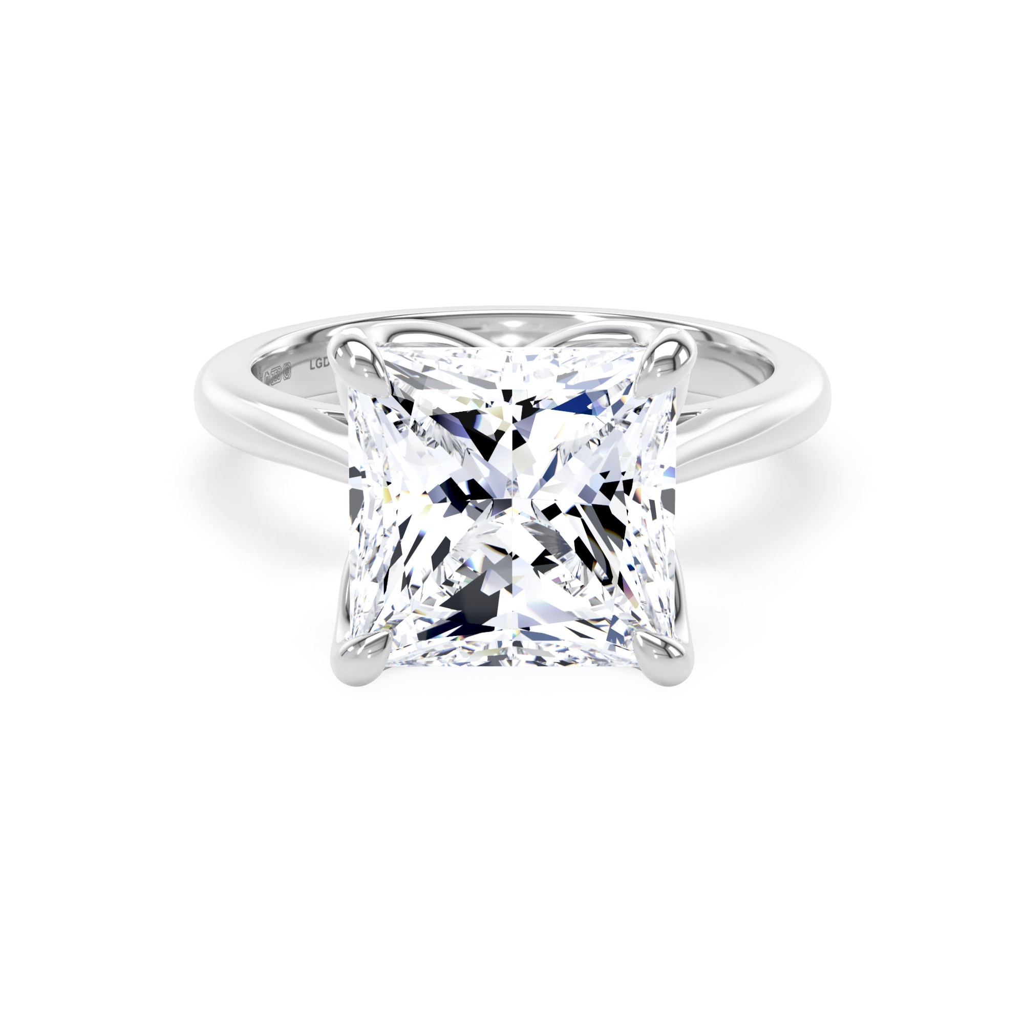 18ct White Gold 5.00cttw Princess Cut Lab Grown Diamond Solitaire Engagement Ring