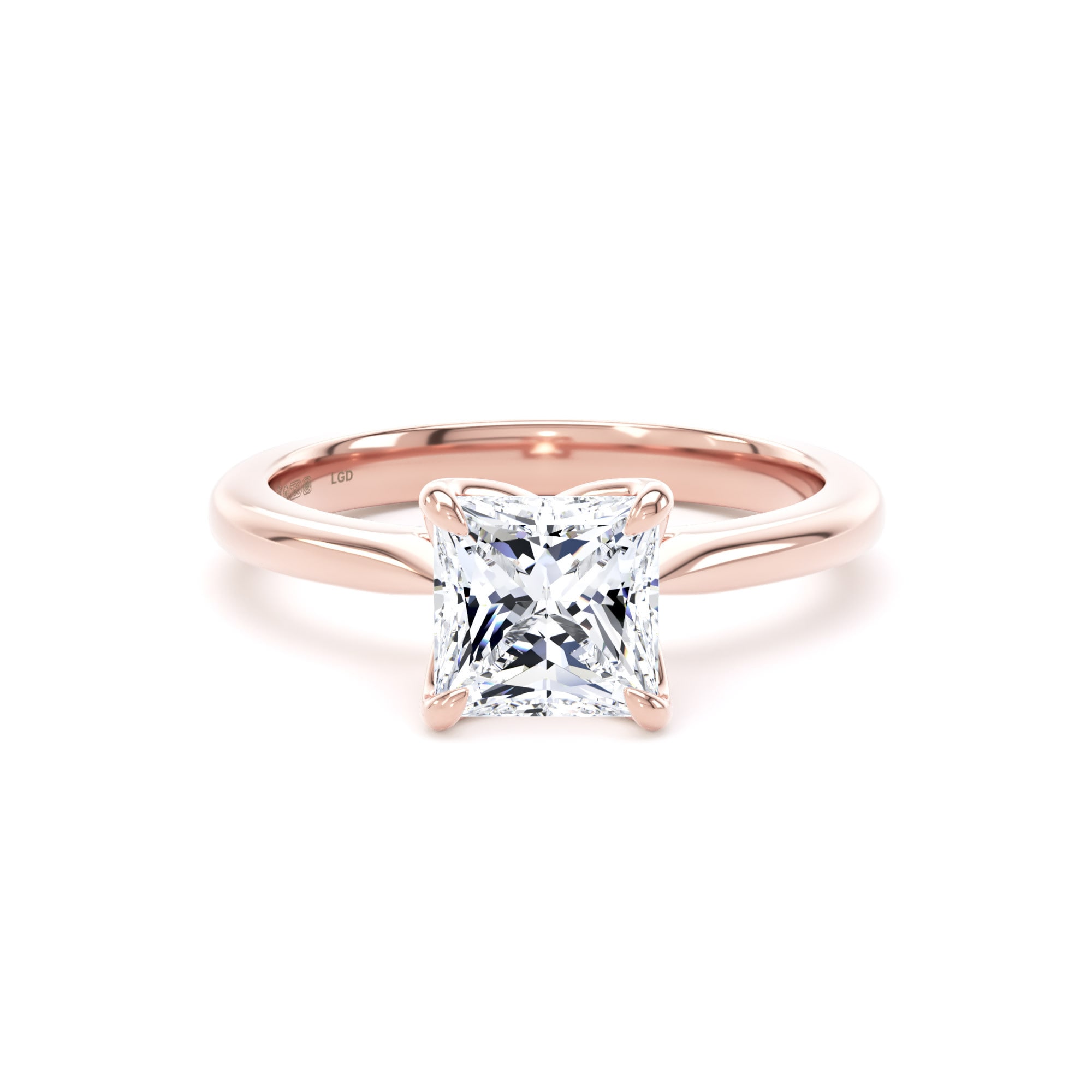 18ct Rose Gold 1.50cttw Princess Cut Lab Grown Diamond Solitaire Engagement Ring
