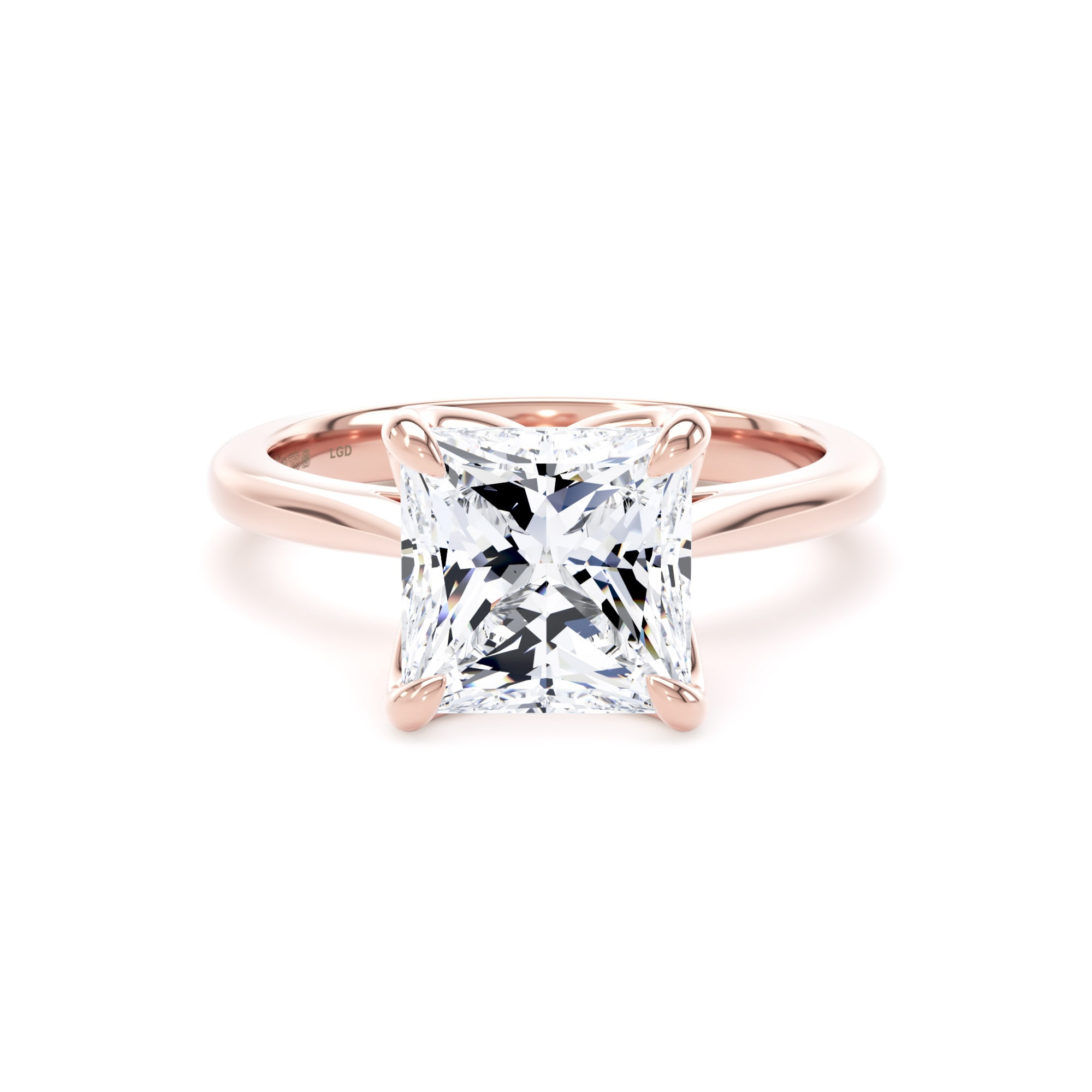 18ct Rose Gold 3.00cttw Princess Cut Lab Grown Diamond Solitaire Engagement Ring