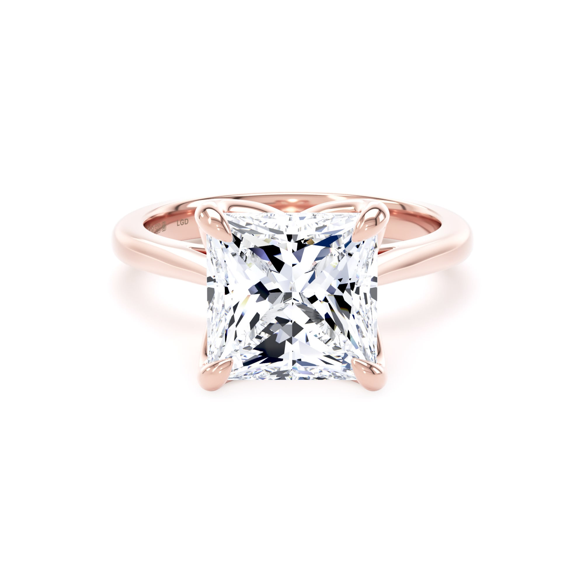 18ct Rose Gold 4.00cttw Princess Cut Lab Grown Diamond Solitaire Engagement Ring