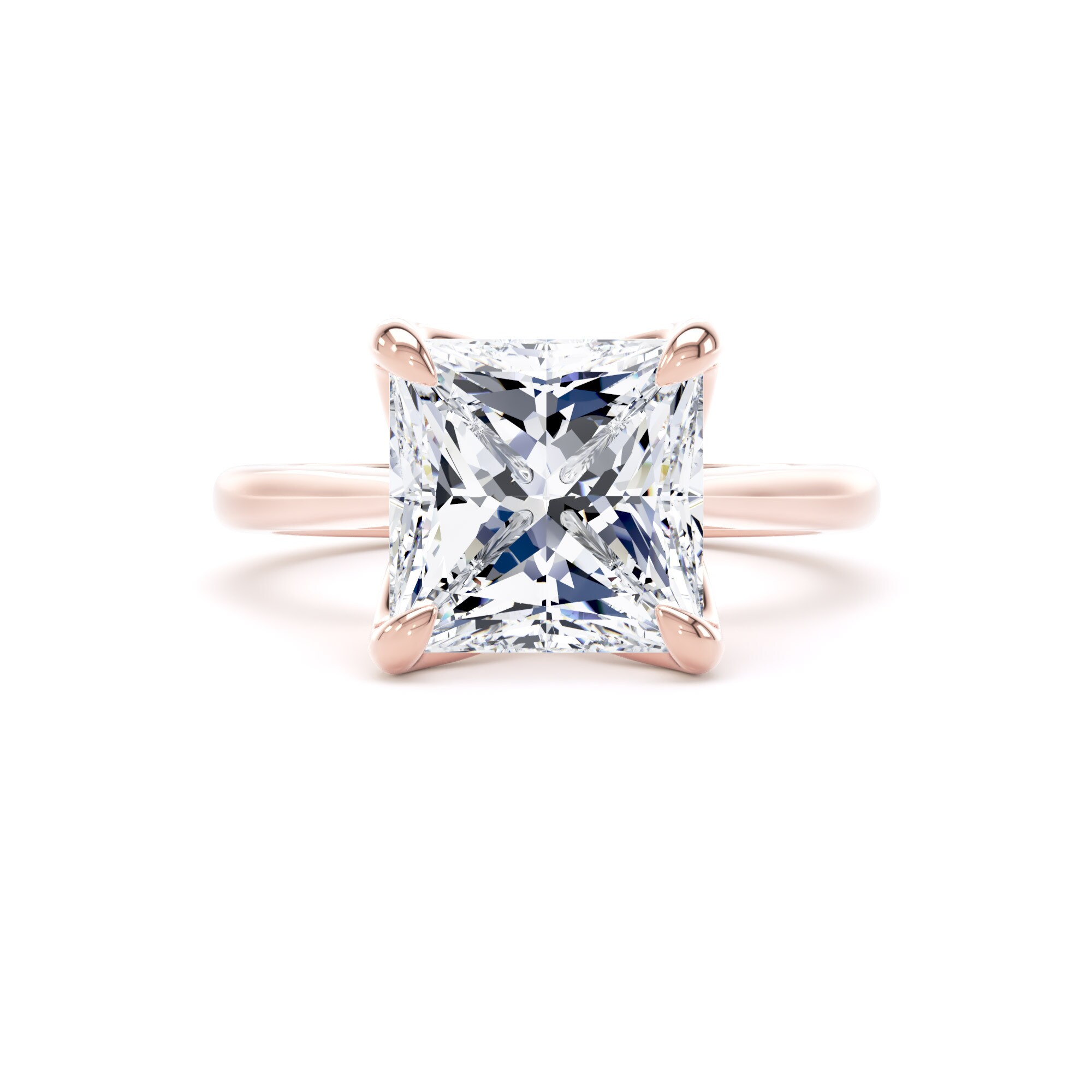 Goldsmiths 18ct Rose Gold 4.00cttw Princess Cut Lab Grown Diamond Solitaire Engagement Ring - Ring Size G Goldsmiths 18ct Rose Gold 4.00cttw Princess Cut Lab Grown Diamond Solitaire Engagement Ring - Ring Size G