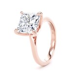 Goldsmiths 18ct Rose Gold 4.00cttw Princess Cut Lab Grown Diamond Solitaire Engagement Ring - Ring Size U.5