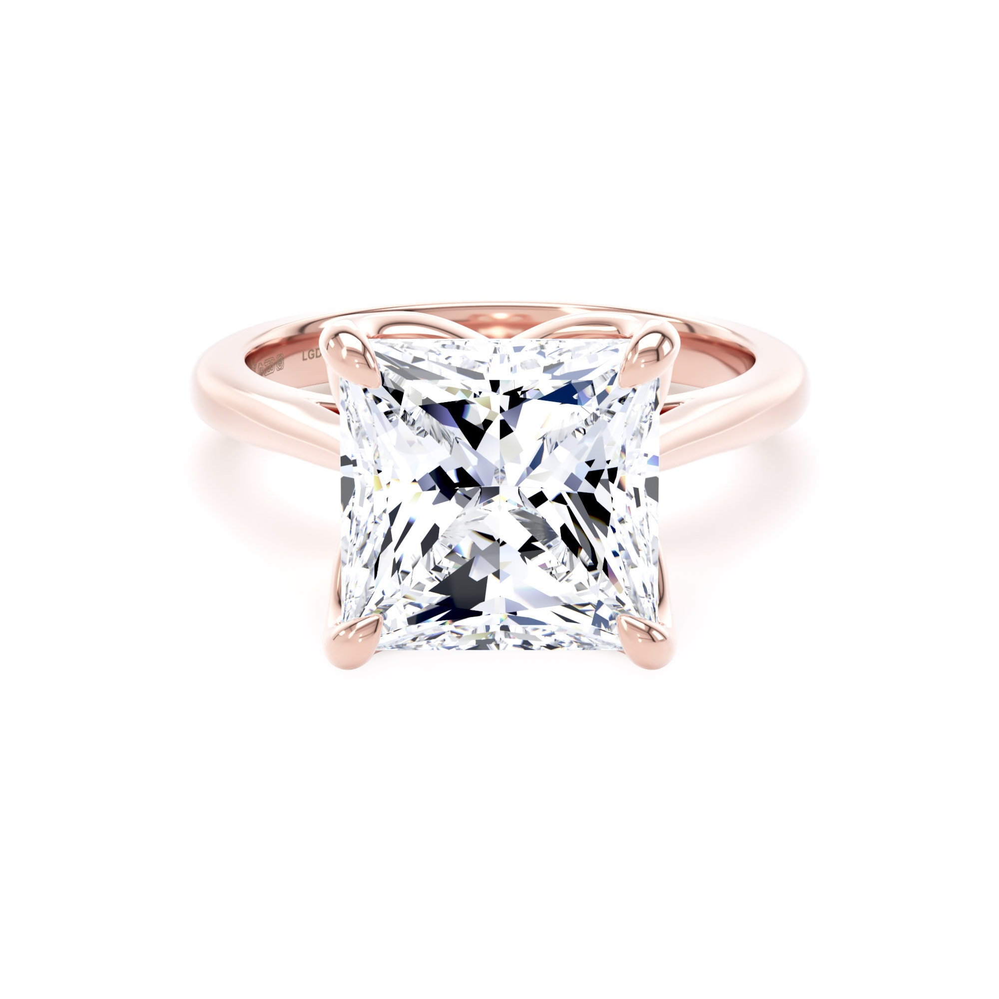18ct Rose Gold 5.00cttw Princess Cut Lab Grown Diamond Solitaire Engagement Ring