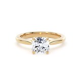 Goldsmiths 18ct Yellow Gold 1.50cttw Cushion Cut Lab Grown Diamond Solitaire Engagement Ring - Ring Size F.5