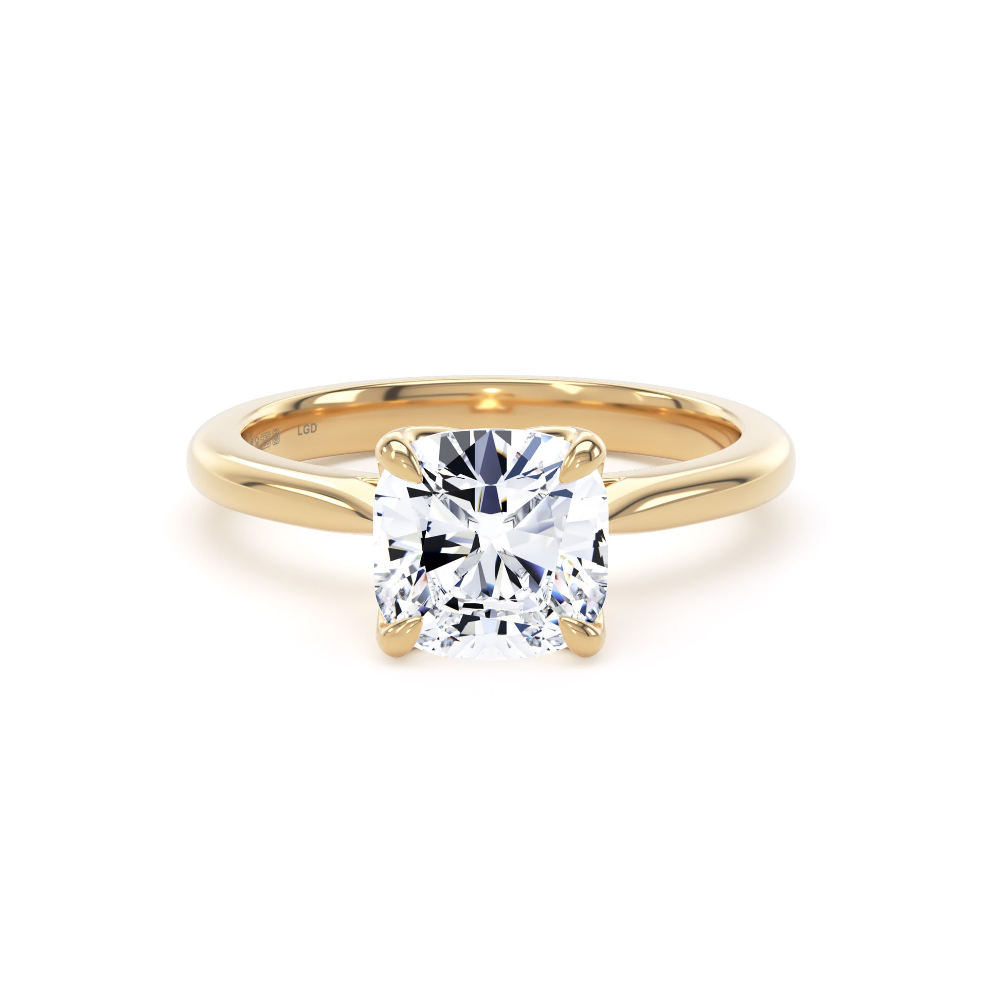 18ct Yellow Gold 2.00cttw Cushion Cut Lab Grown Diamond Solitaire Engagement Ring