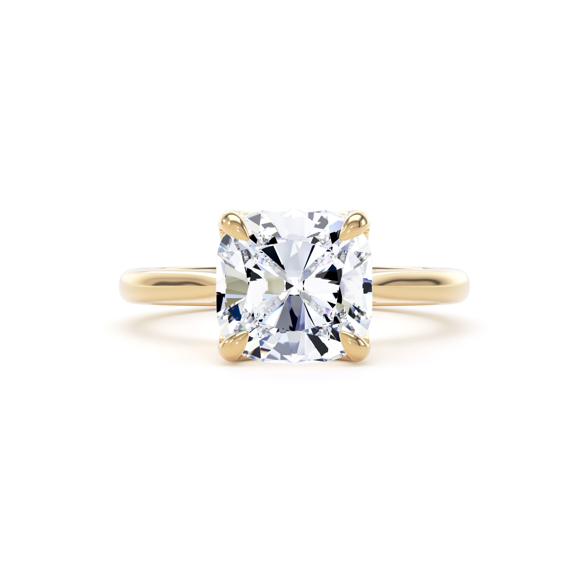 Goldsmiths 18ct Yellow Gold 3.00cttw Cushion Cut Lab Grown Diamond Solitaire Engagement Ring - Ring Size N Goldsmiths 18ct Yellow Gold 3.00cttw Cushion Cut Lab Grown Diamond Solitaire Engagement Ring - Ring Size N