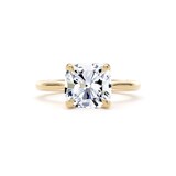 Goldsmiths 18ct Yellow Gold 3.00cttw Cushion Cut Lab Grown Diamond Solitaire Engagement Ring - Ring Size K