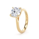 Goldsmiths 18ct Yellow Gold 3.00cttw Cushion Cut Lab Grown Diamond Solitaire Engagement Ring - Ring Size K