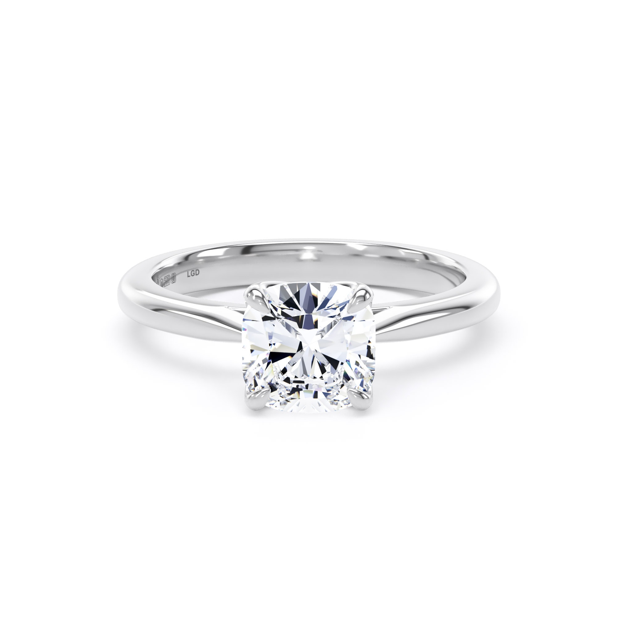 18ct White Gold 1.50cttw Cushion Cut Lab Grown Diamond Solitaire Engagement Ring