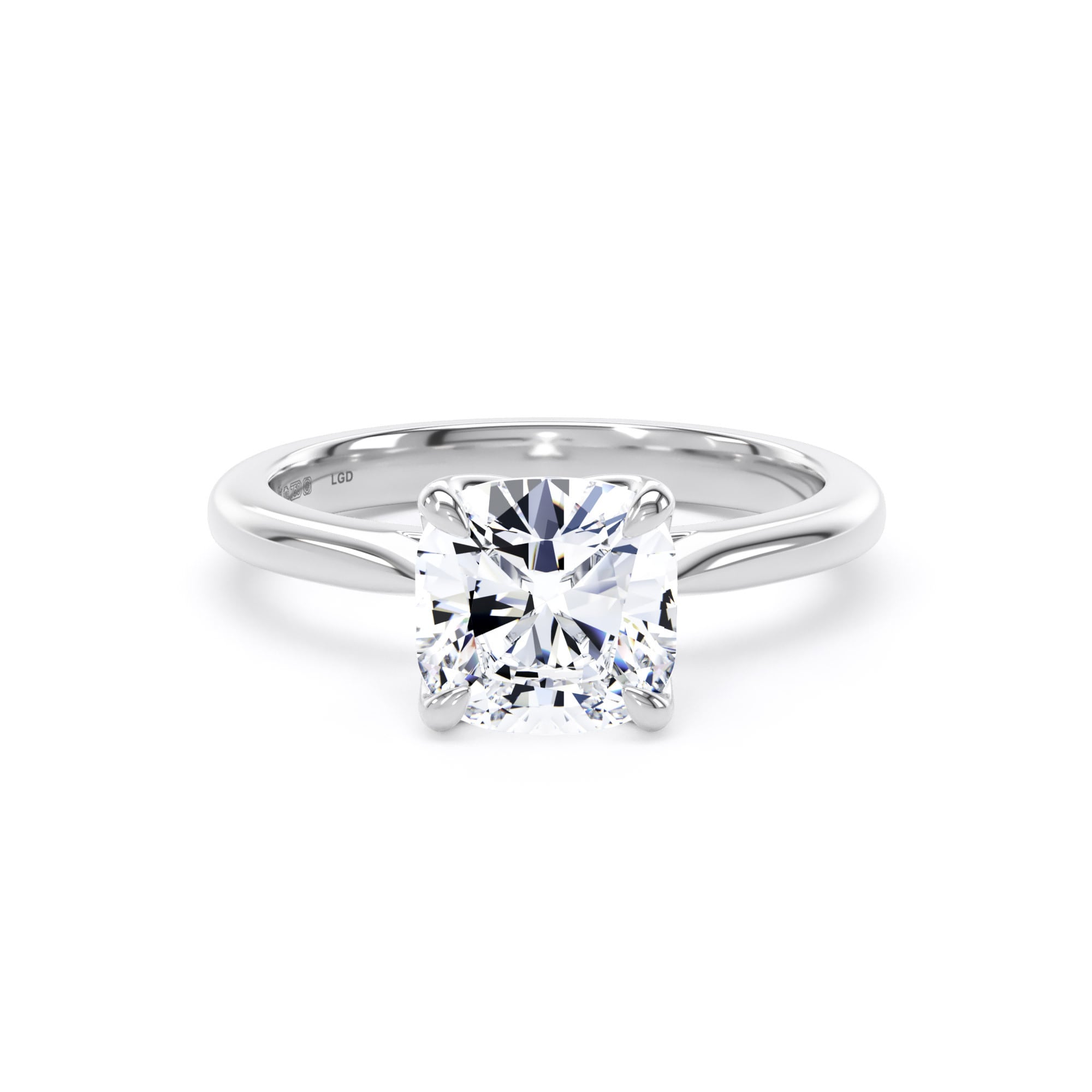 18ct White Gold 2.00cttw Cushion Cut Lab Grown Diamond Solitaire Engagement Ring