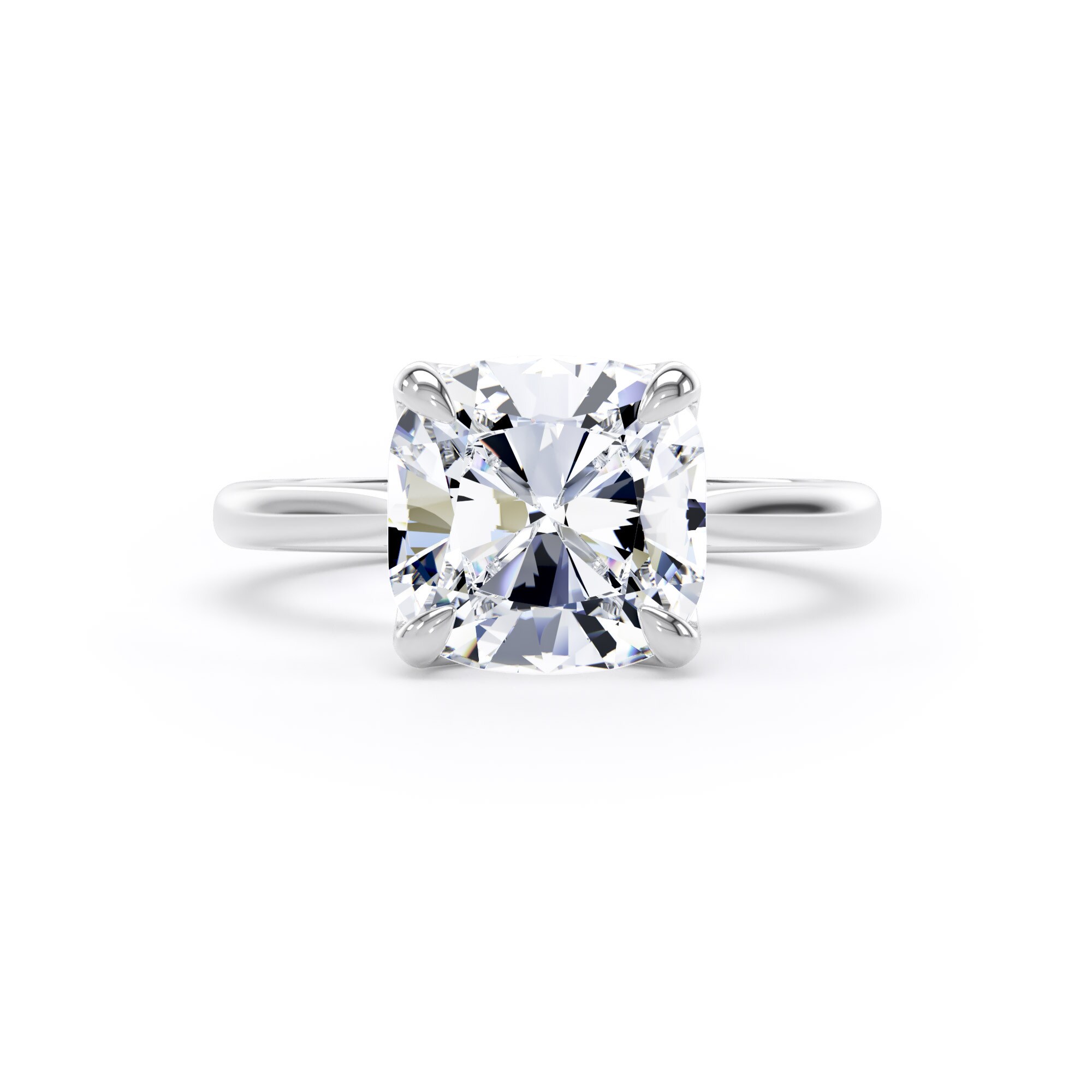 Goldsmiths 18ct White Gold 4.00cttw Cushion Cut Lab Grown Diamond Solitaire Engagement Ring - Ring Size M.5 Goldsmiths 18ct White Gold 4.00cttw Cushion Cut Lab Grown Diamond Solitaire Engagement Ring - Ring Size M.5