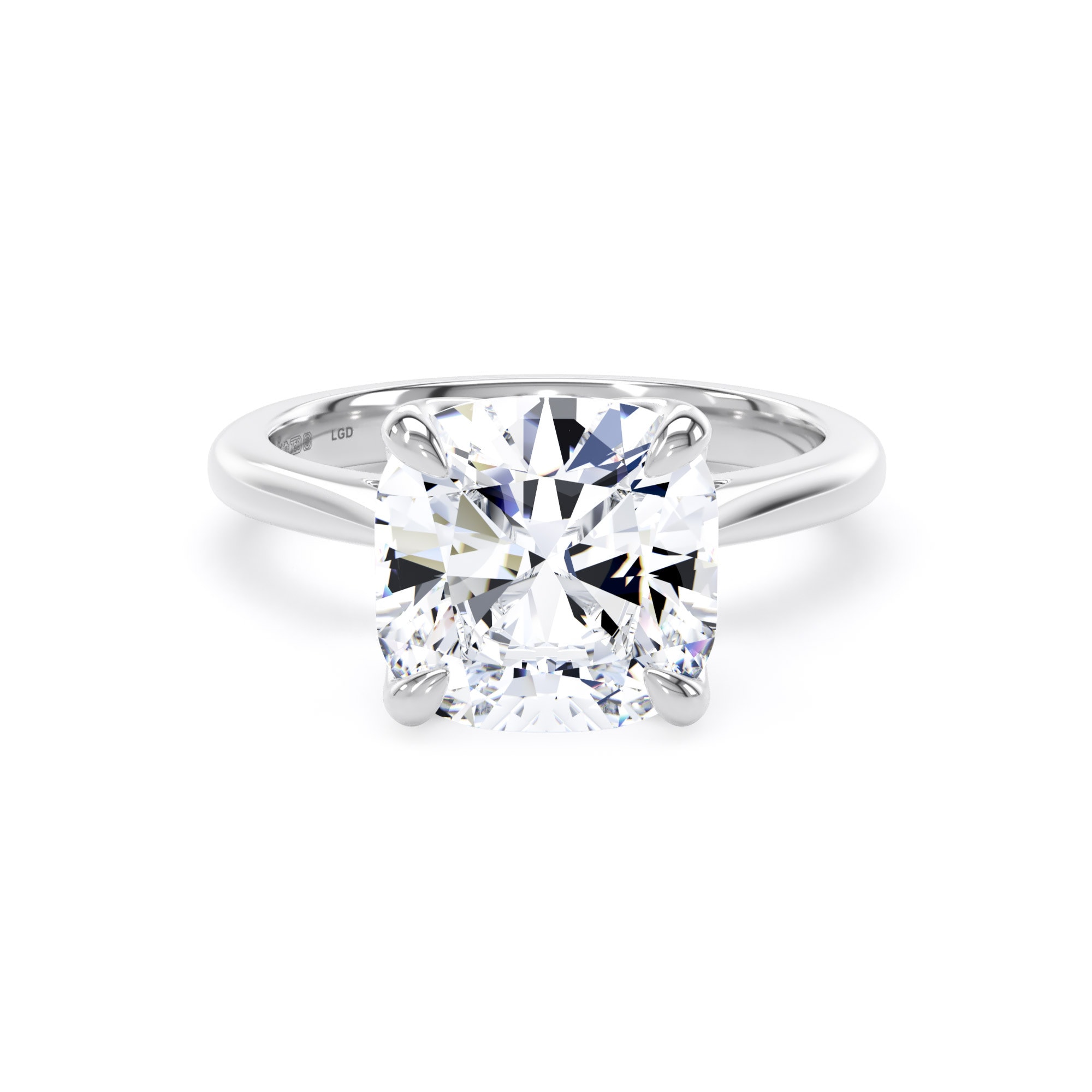18ct White Gold 5.00cttw Cushion Cut Lab Grown Diamond Solitaire Engagement Ring