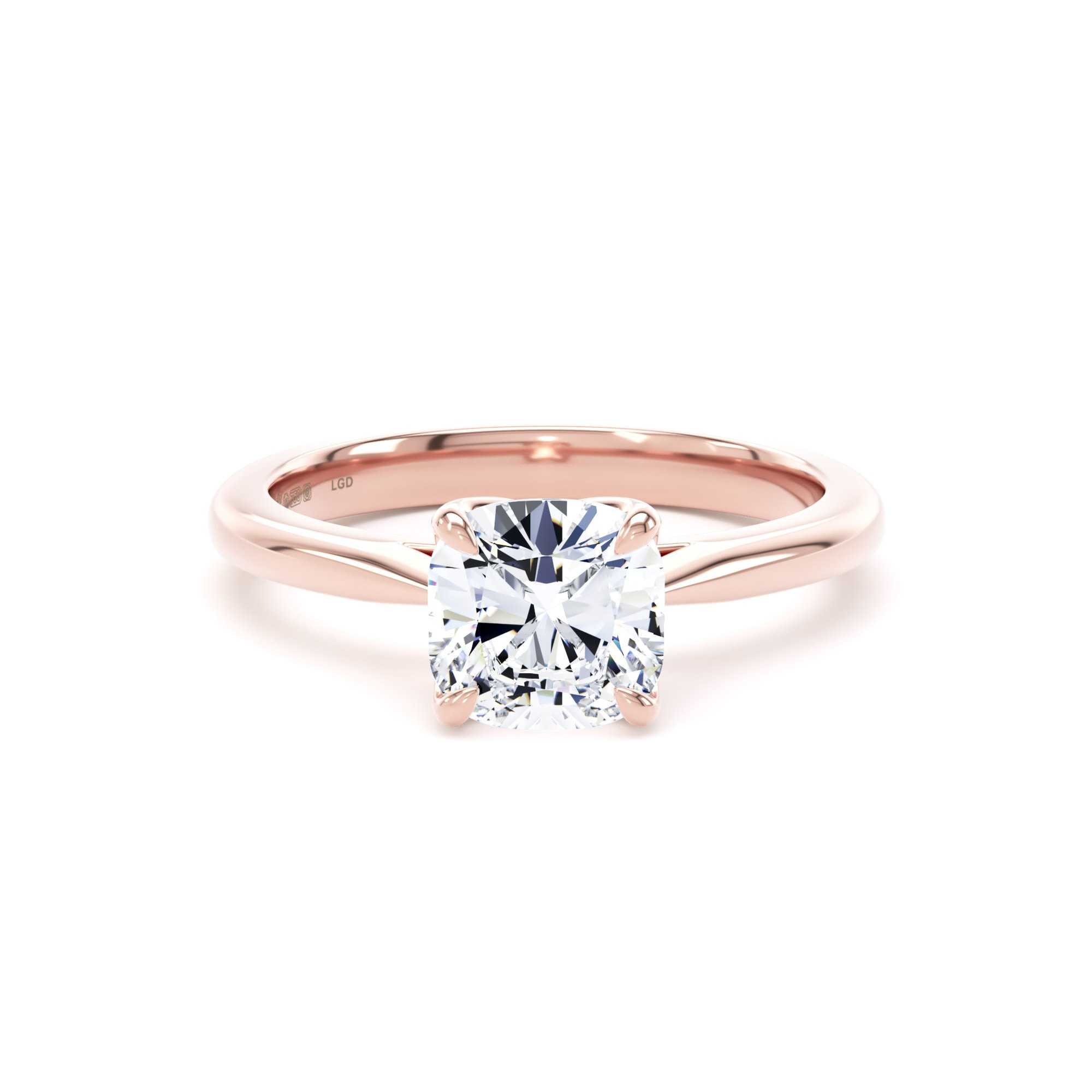 18ct Rose Gold 1.50cttw Cushion Cut Lab Grown Diamond Solitaire Engagement Ring