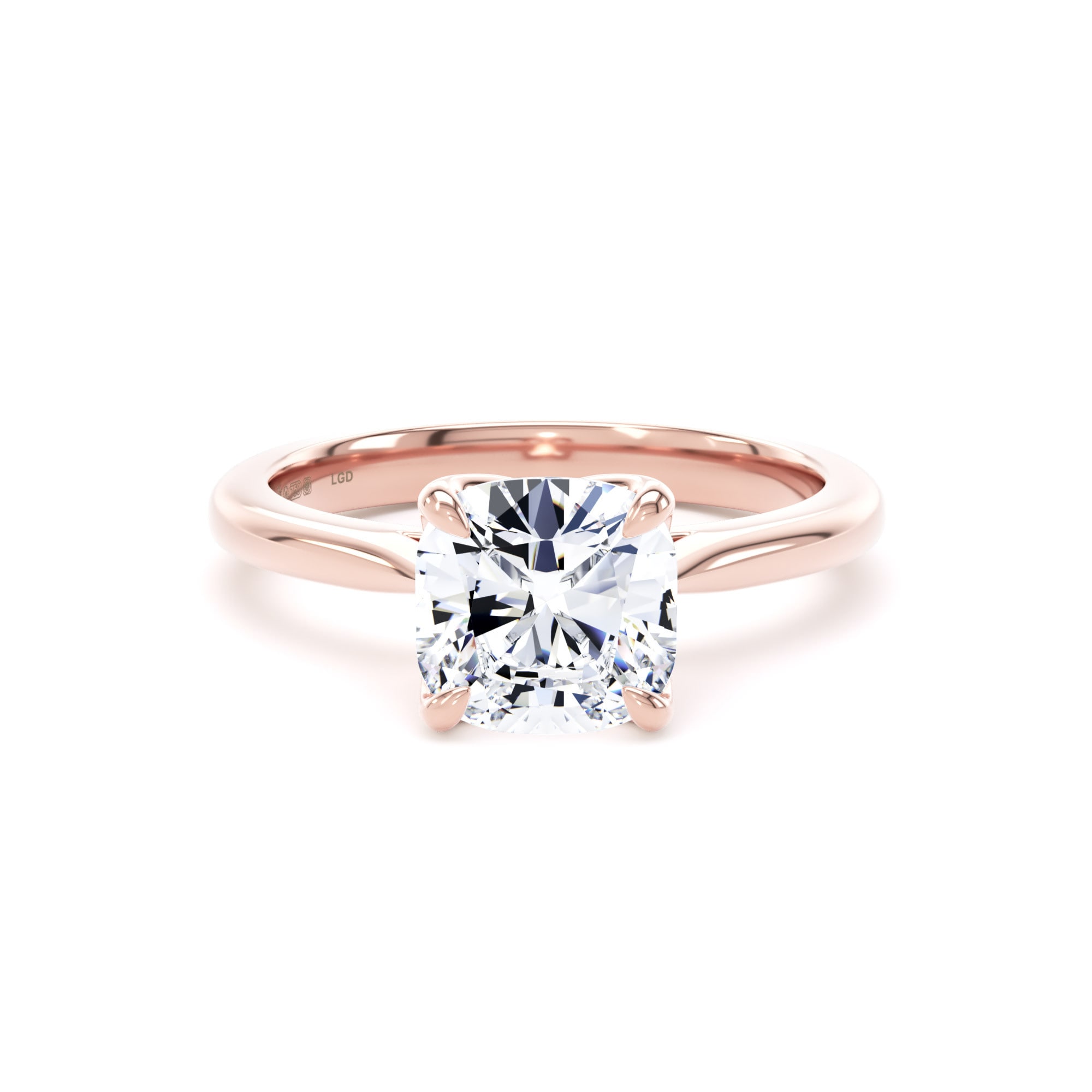18ct Rose Gold 2.00cttw Cushion Cut Lab Grown Diamond Solitaire Engagement Ring