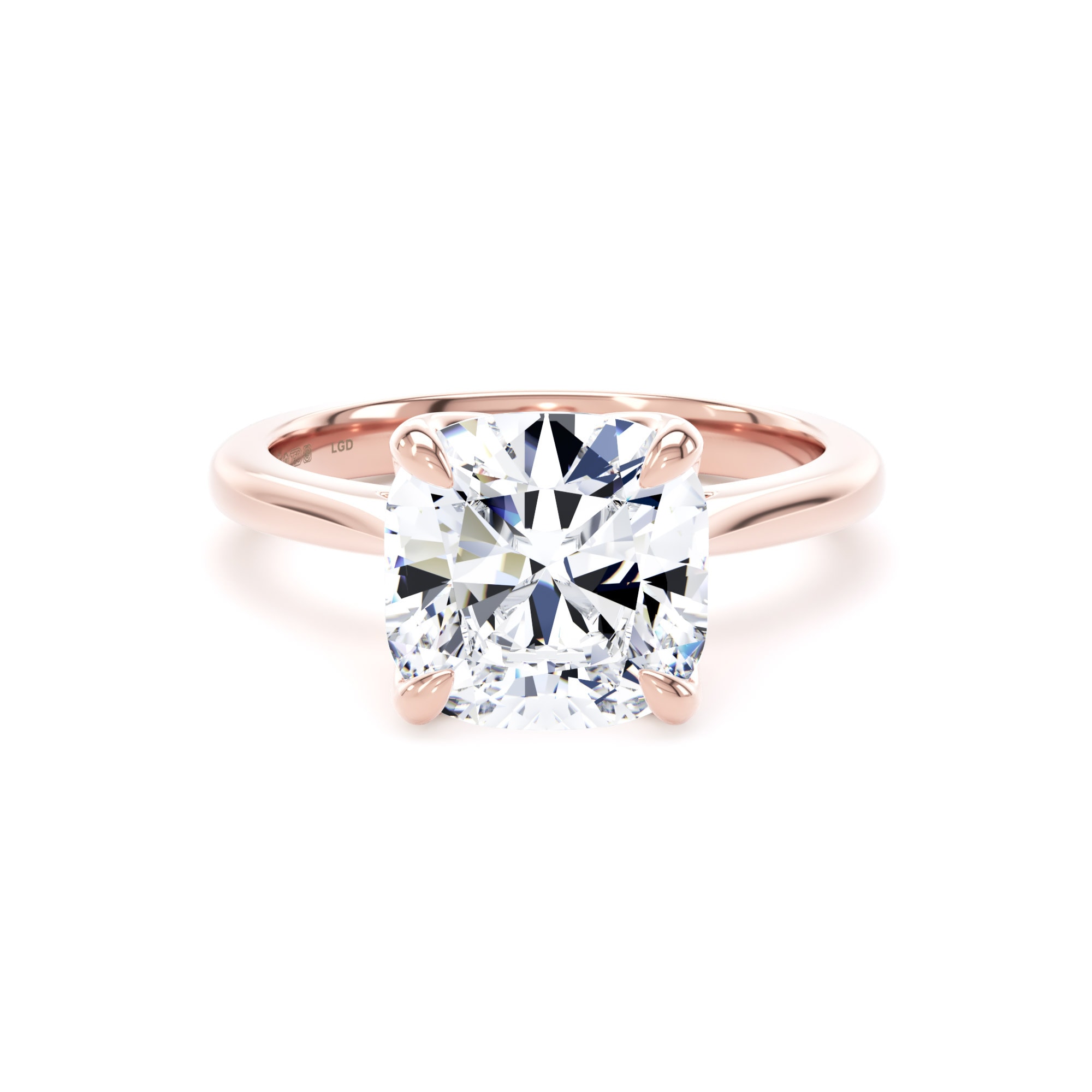 18ct Rose Gold 4.00cttw Cushion Cut Lab Grown Diamond Solitaire Engagement Ring