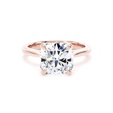 Goldsmiths 18ct Rose Gold 4.00cttw Cushion Cut Lab Grown Diamond Solitaire Engagement Ring - Ring Size F
