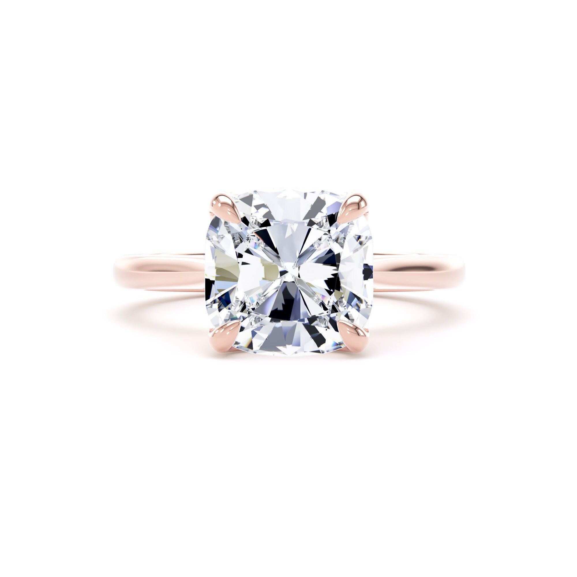 Goldsmiths 18ct Rose Gold 4.00cttw Cushion Cut Lab Grown Diamond Solitaire Engagement Ring - Ring Size H.5 Goldsmiths 18ct Rose Gold 4.00cttw Cushion Cut Lab Grown Diamond Solitaire Engagement Ring - Ring Size H.5