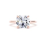 Goldsmiths 18ct Rose Gold 4.00cttw Cushion Cut Lab Grown Diamond Solitaire Engagement Ring - Ring Size F