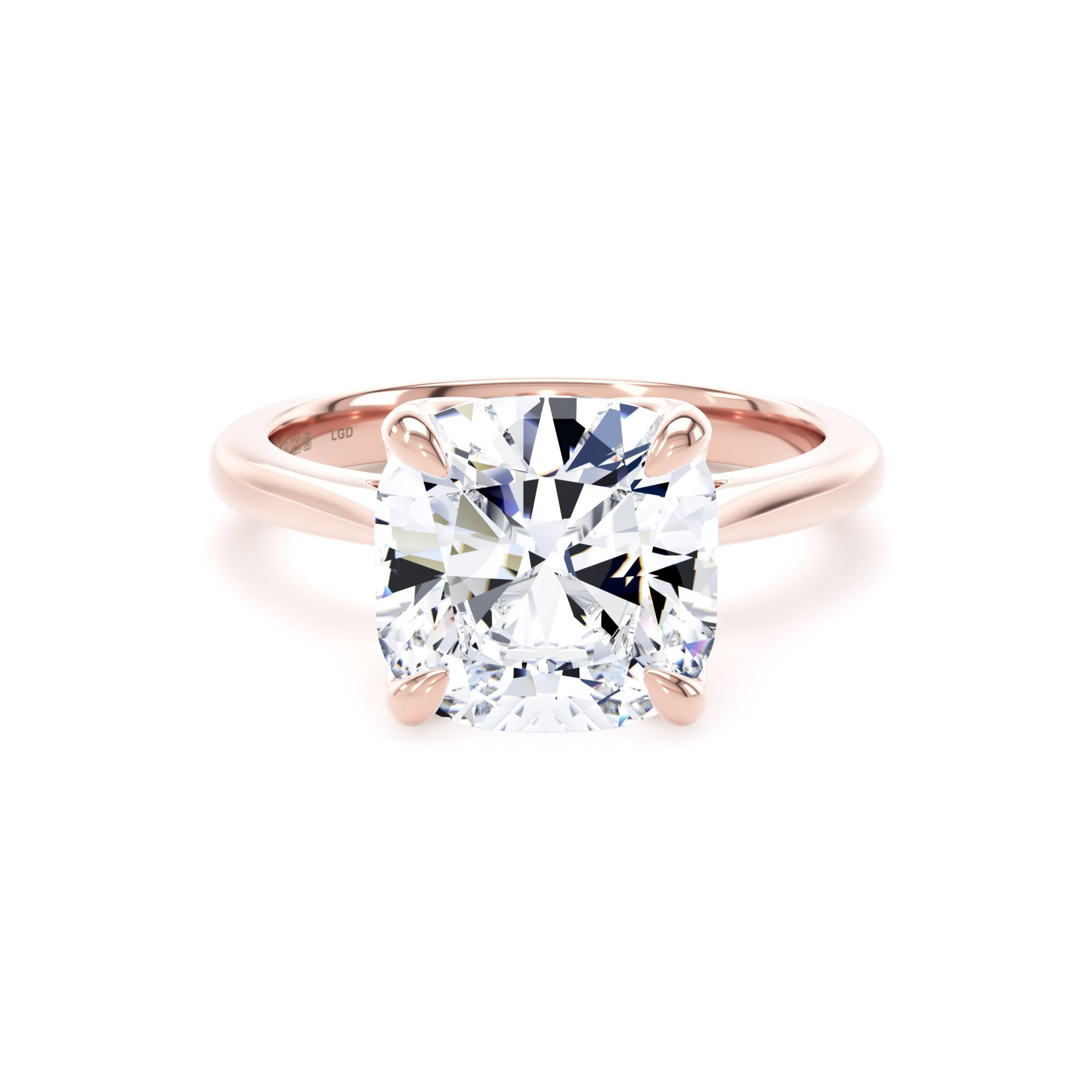 18ct Rose Gold 5.00cttw Cushion Cut Lab Grown Diamond Solitaire Engagement Ring
