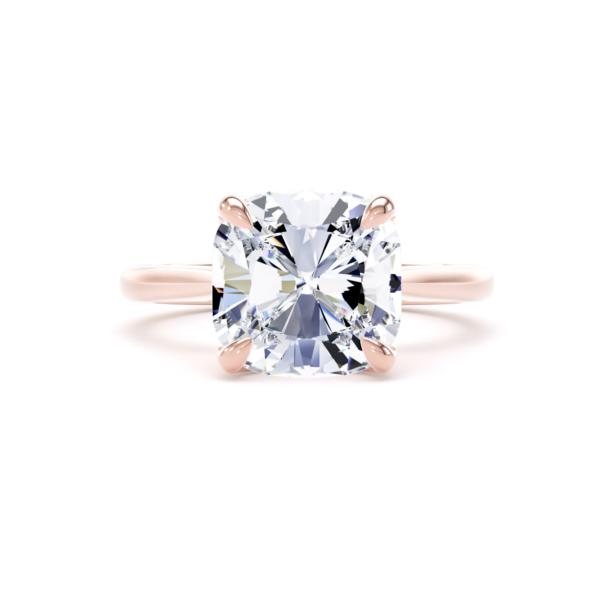 Goldsmiths 18ct Rose Gold 5.00cttw Cushion Cut Lab Grown Diamond Solitaire Engagement Ring - Ring Size H.5 Goldsmiths 18ct Rose Gold 5.00cttw Cushion Cut Lab Grown Diamond Solitaire Engagement Ring - Ring Size H.5