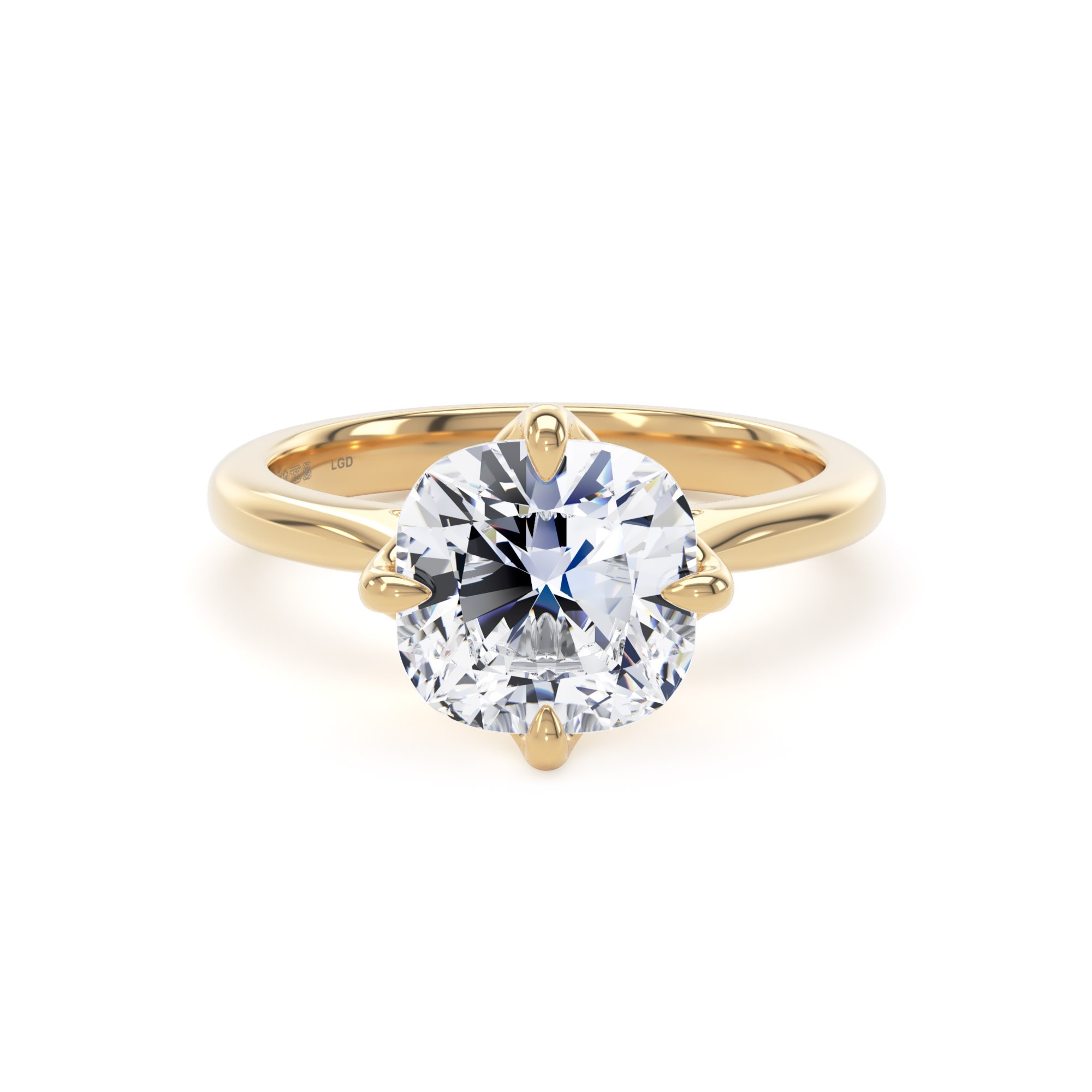 18ct Yellow Gold Compass Set 3.00cttw Cushion Cut Lab Grown Diamond Solitaire Engagement Ring