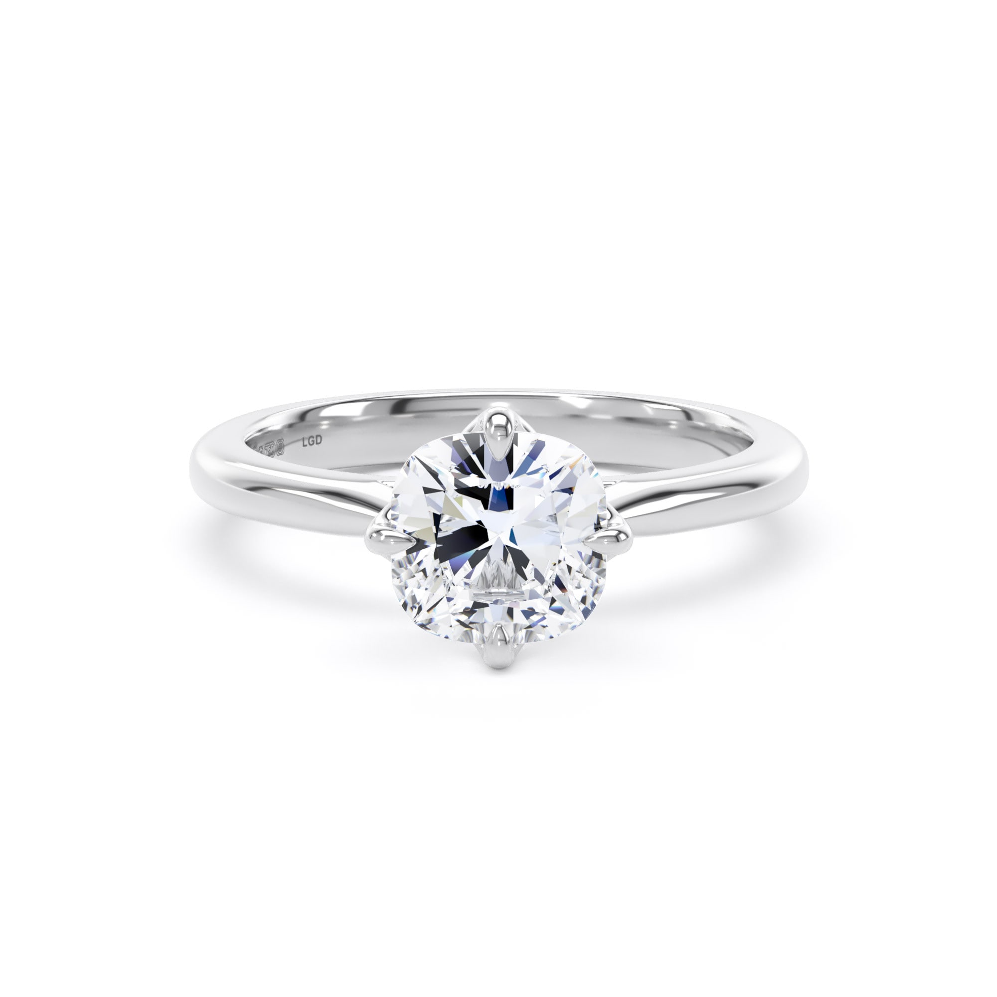 18ct White Gold Compass Set 1.50cttw Cushion Cut Lab Grown Diamond Solitaire Engagement Ring