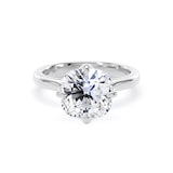 Goldsmiths 18ct White Gold Compass Set 4.00cttw Cushion Cut Lab Grown Diamond Solitaire Engagement Ring - Ring Size Y