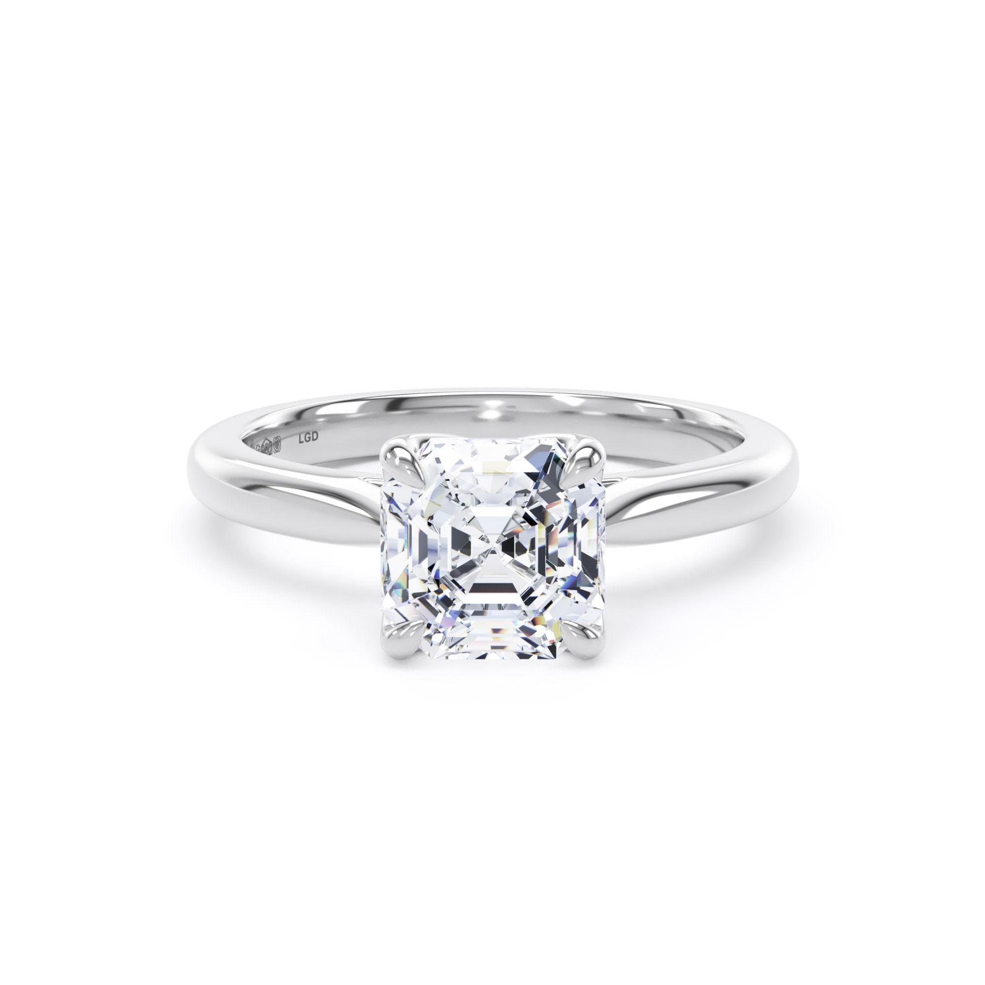 Platinum 2.00cttw Asscher Cut Lab Grown Diamond Solitaire Engagement Ring