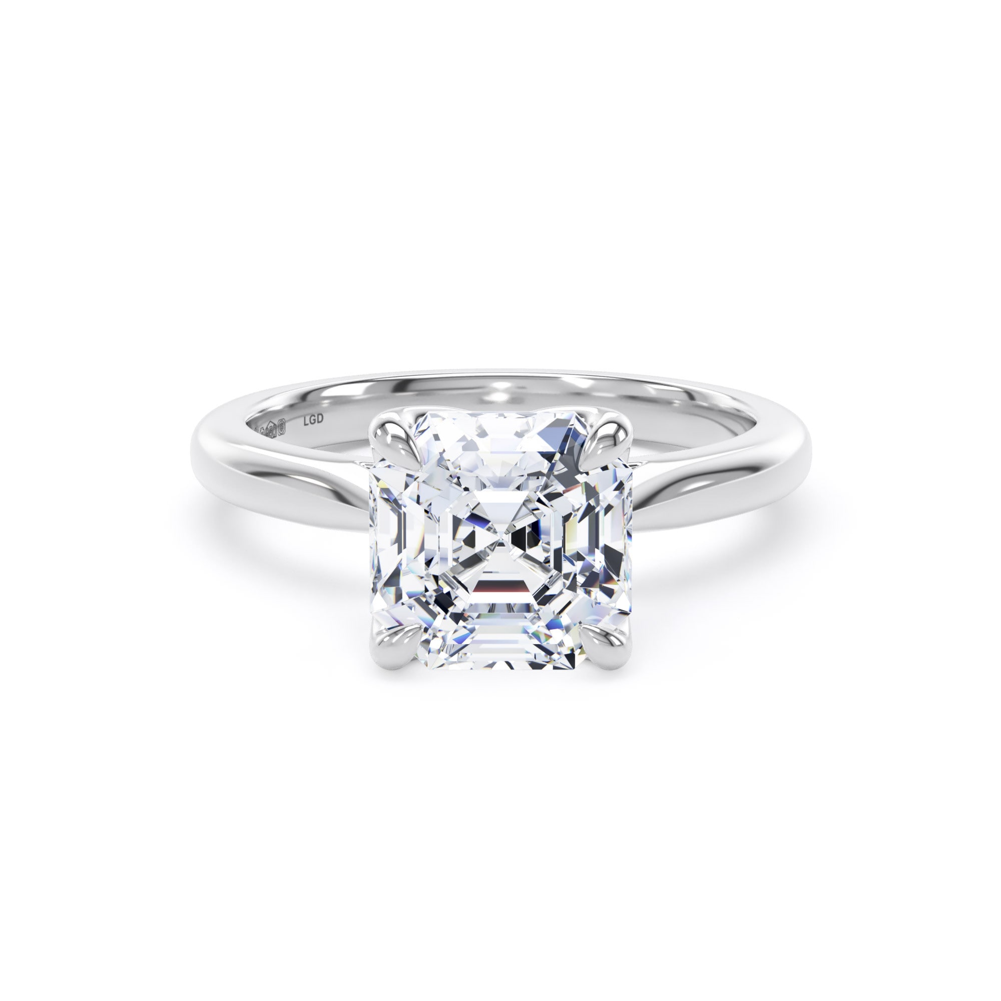 Platinum 3.00cttw Asscher Cut Lab Grown Diamond Solitaire Engagement Ring