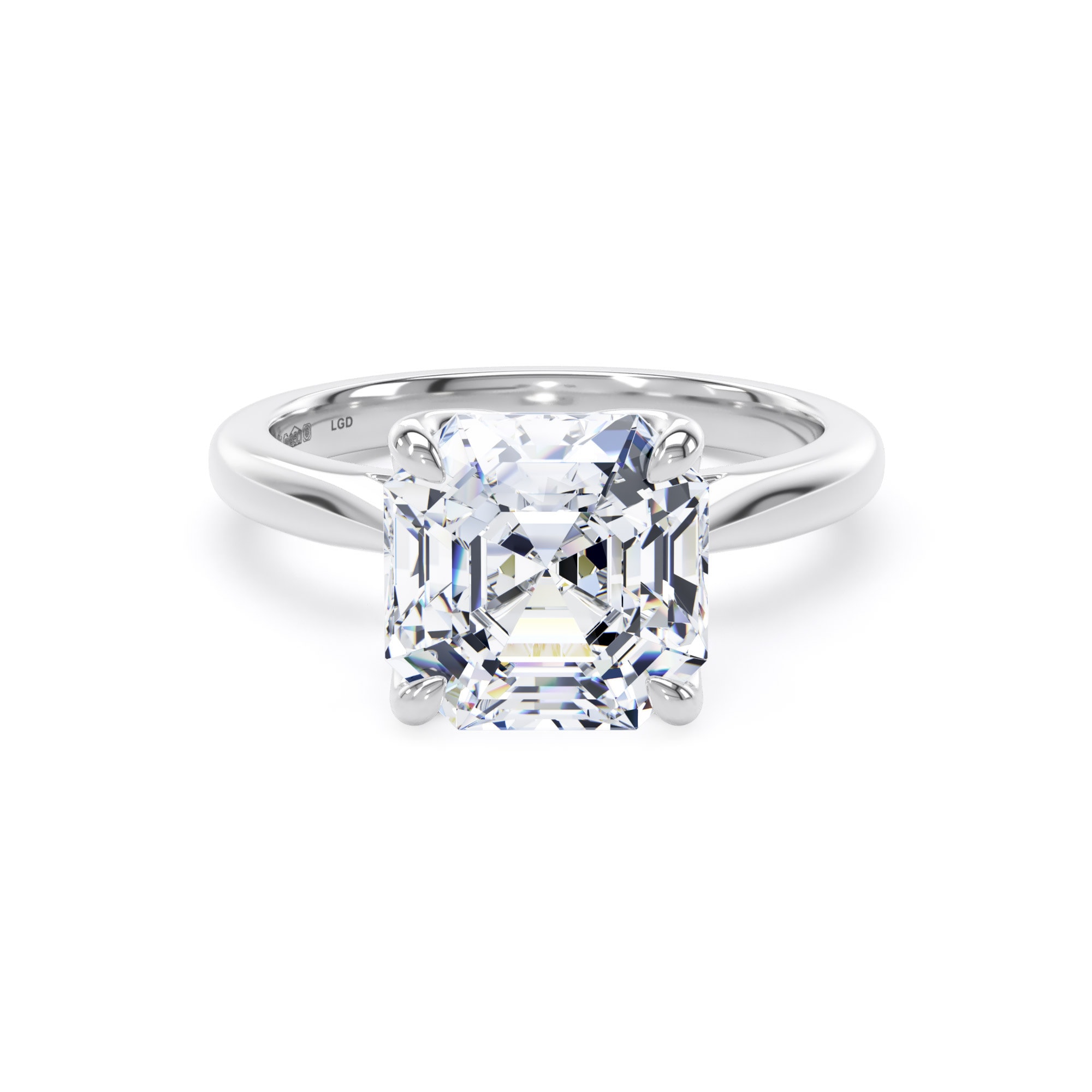 Platinum 4.00cttw Asscher Cut Lab Grown Diamond Solitaire Engagement Ring