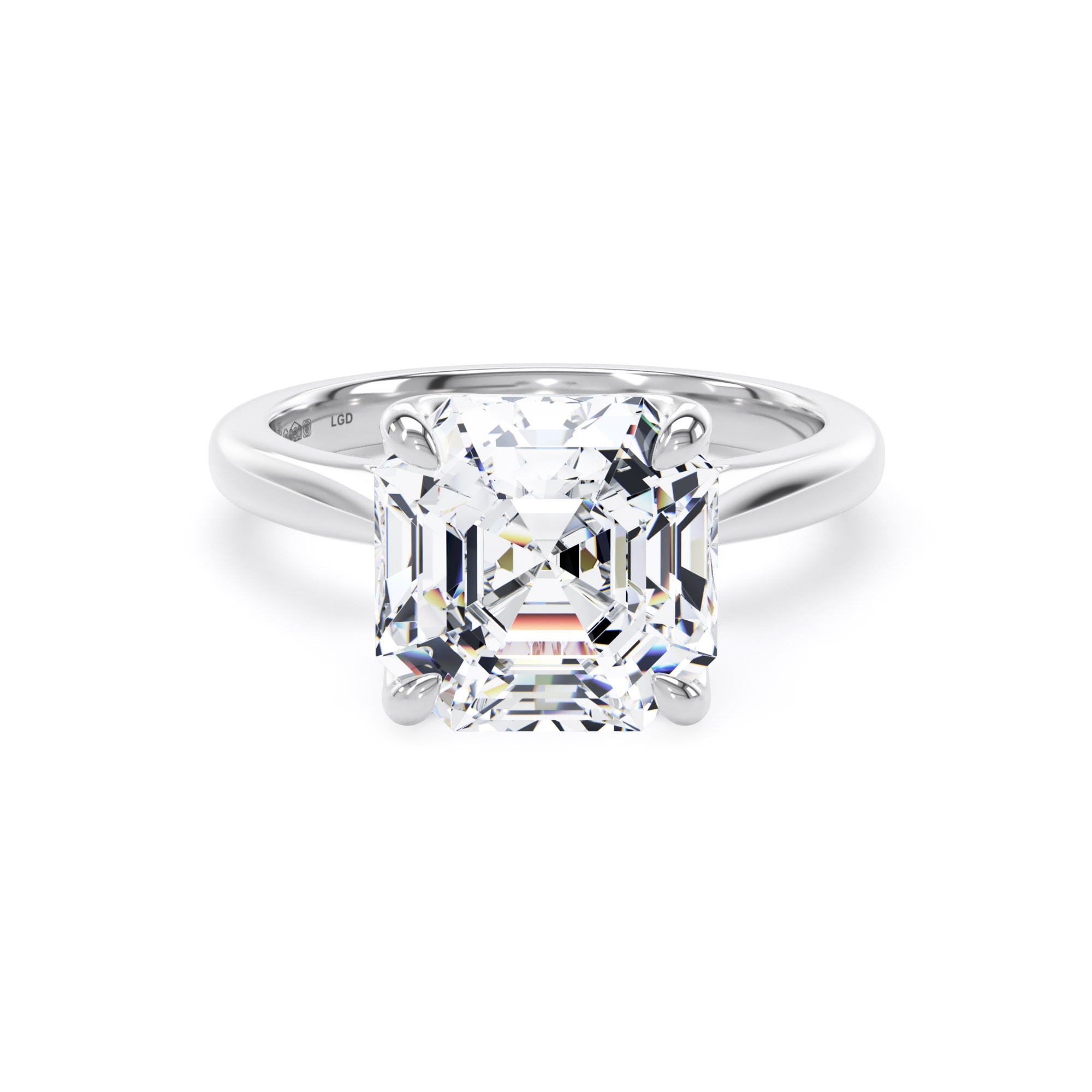 Platinum 5.00cttw Asscher Cut Lab Grown Diamond Solitaire Engagement Ring