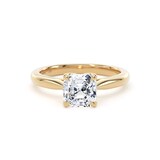 Goldsmiths 18ct Yellow Gold 1.50cttw Asscher Cut Lab Grown Diamond Solitaire Engagement Ring - Ring Size W.5