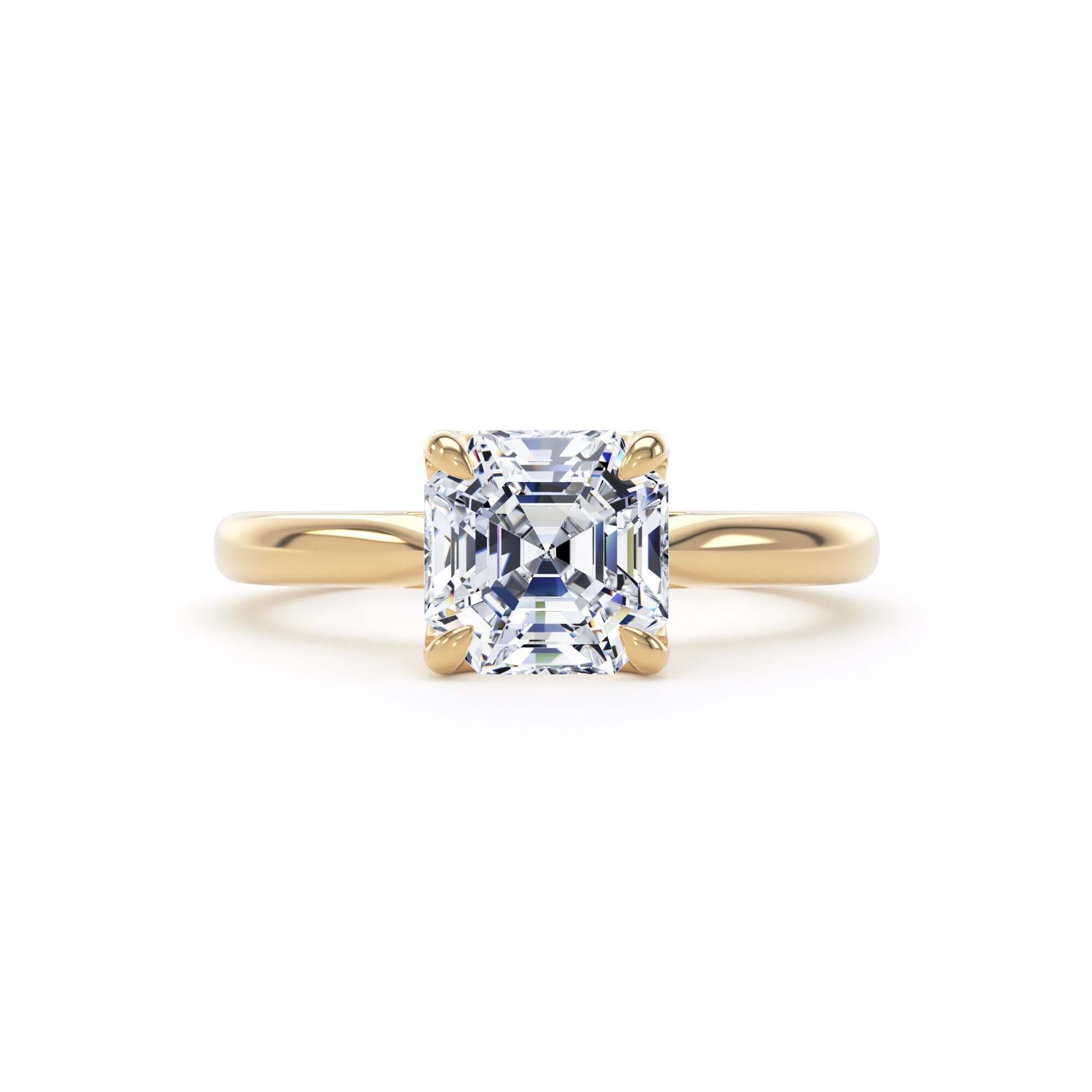 Goldsmiths 18ct Yellow Gold 2.00cttw Asscher Cut Lab Grown Diamond Solitaire Engagement Ring - Ring Size F.5 Goldsmiths 18ct Yellow Gold 2.00cttw Asscher Cut Lab Grown Diamond Solitaire Engagement Ring - Ring Size F.5