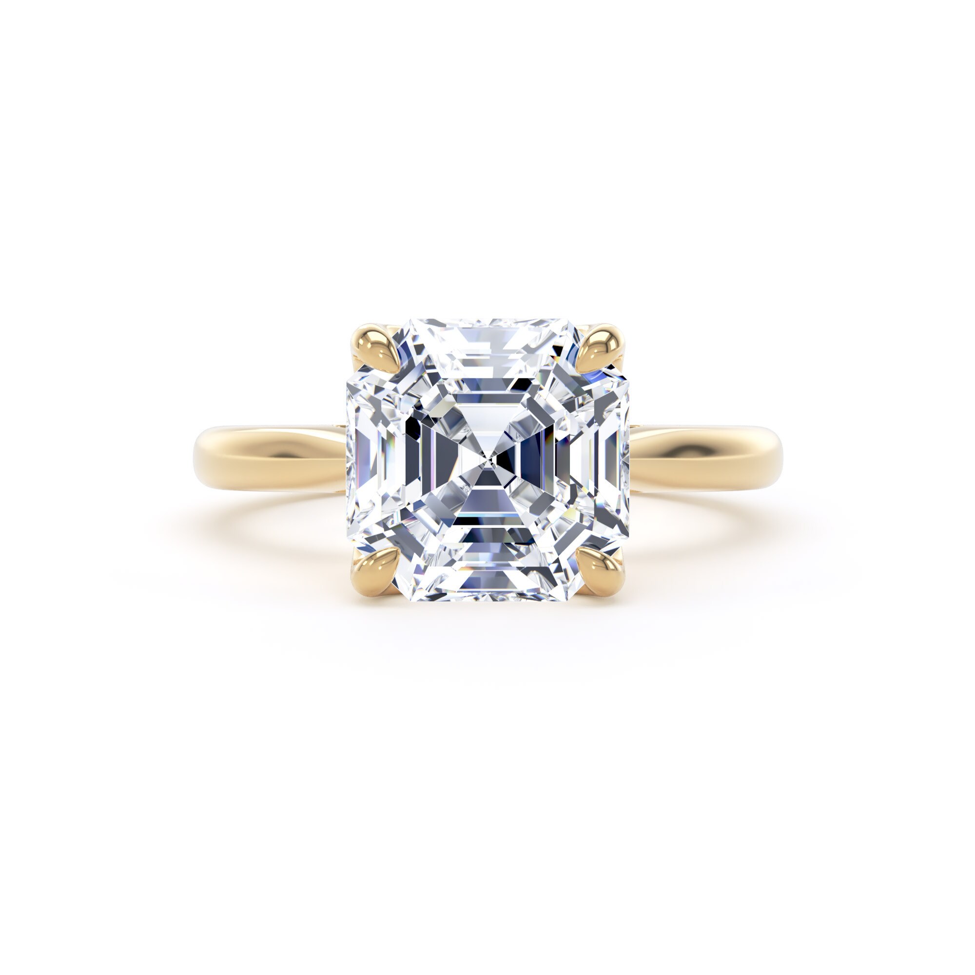 Goldsmiths 18ct Yellow Gold 4.00cttw Asscher Cut Lab Grown Diamond Solitaire Engagement Ring - Ring Size X.5 Goldsmiths 18ct Yellow Gold 4.00cttw Asscher Cut Lab Grown Diamond Solitaire Engagement Ring - Ring Size X.5
