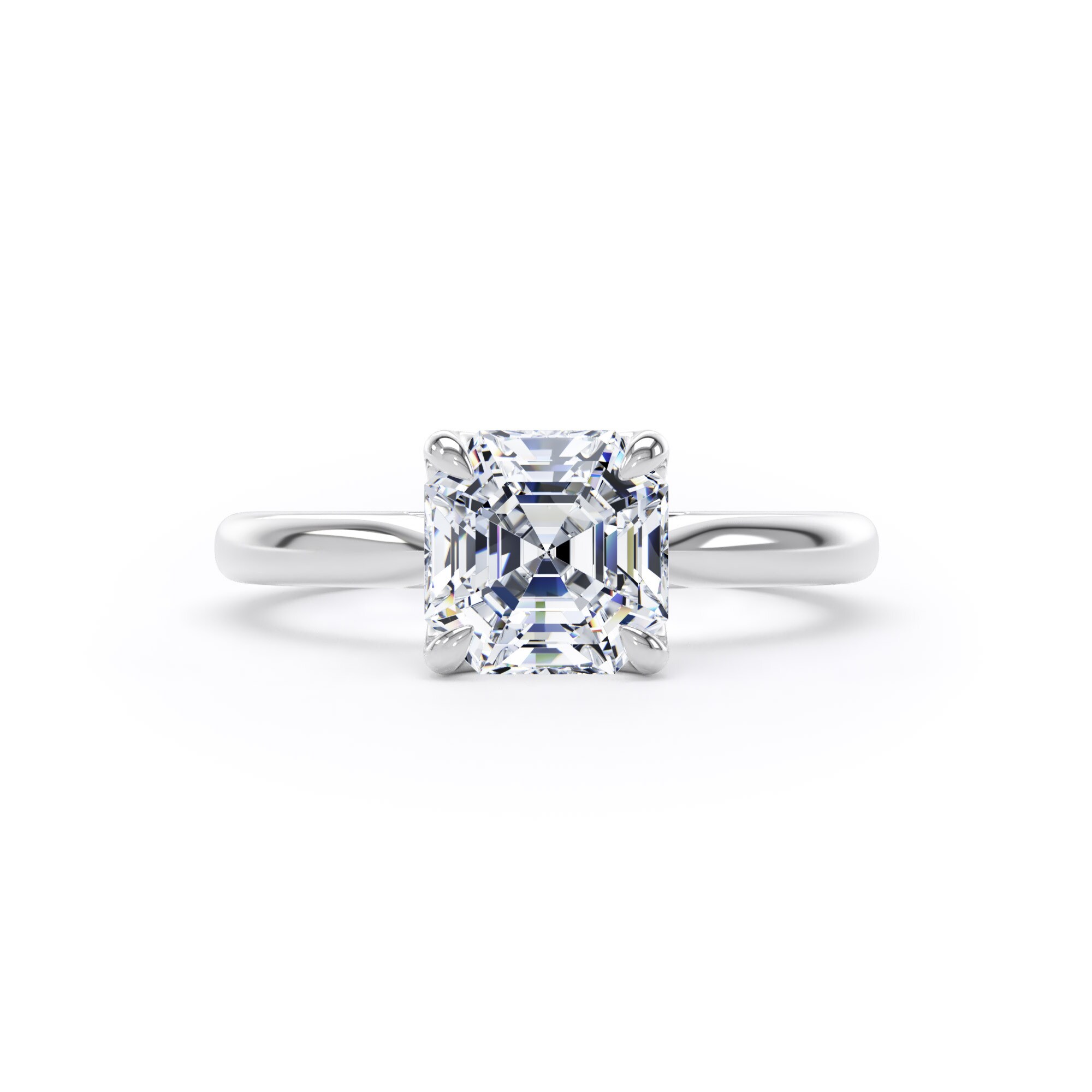 Goldsmiths 18ct White Gold 2.00cttw Asscher Cut Lab Grown Diamond Solitaire Engagement Ring - Ring Size O.5 Goldsmiths 18ct White Gold 2.00cttw Asscher Cut Lab Grown Diamond Solitaire Engagement Ring - Ring Size O.5