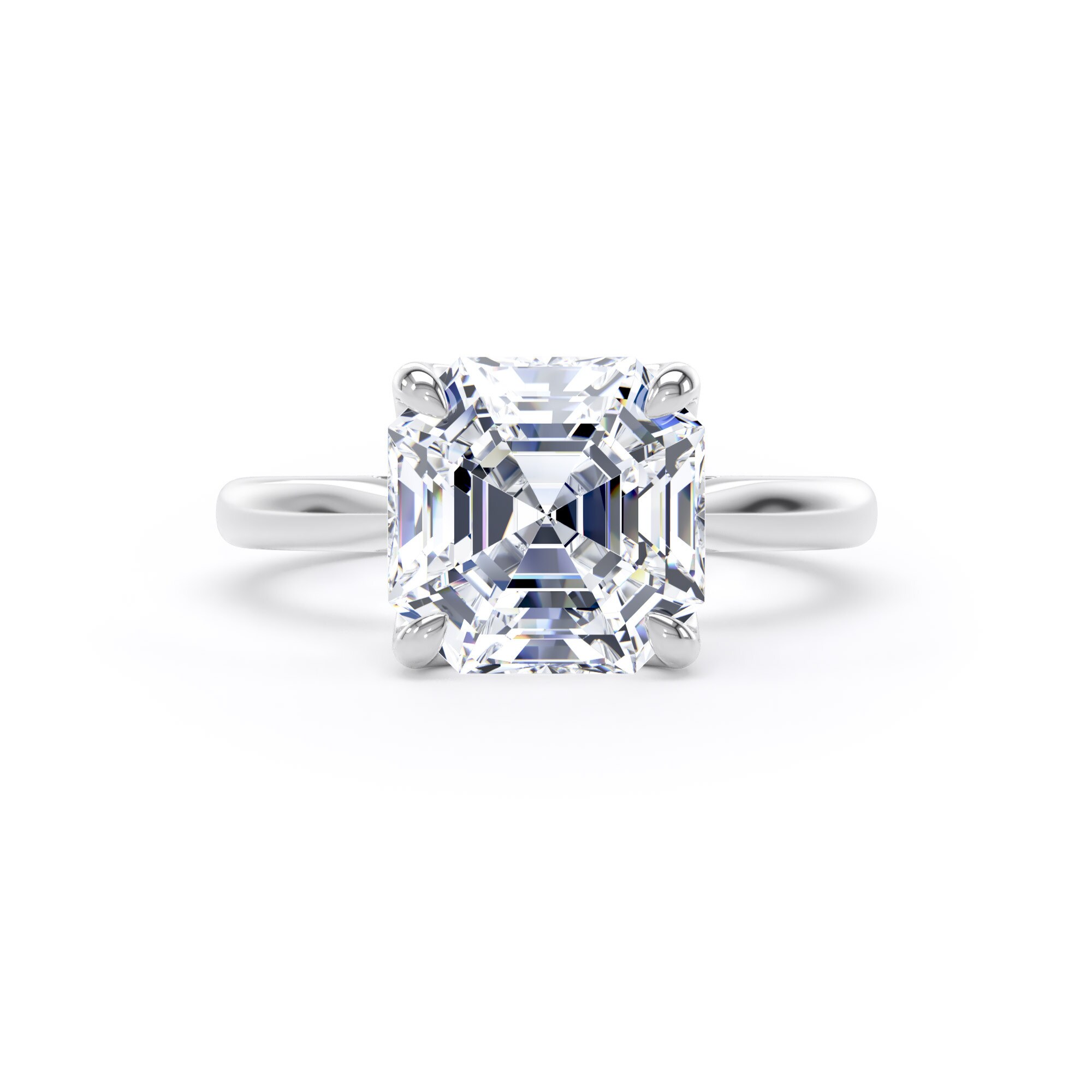 Goldsmiths 18ct White Gold 4.00cttw Asscher Cut Lab Grown Diamond Solitaire Engagement Ring - Ring Size T.5 Goldsmiths 18ct White Gold 4.00cttw Asscher Cut Lab Grown Diamond Solitaire Engagement Ring - Ring Size T.5