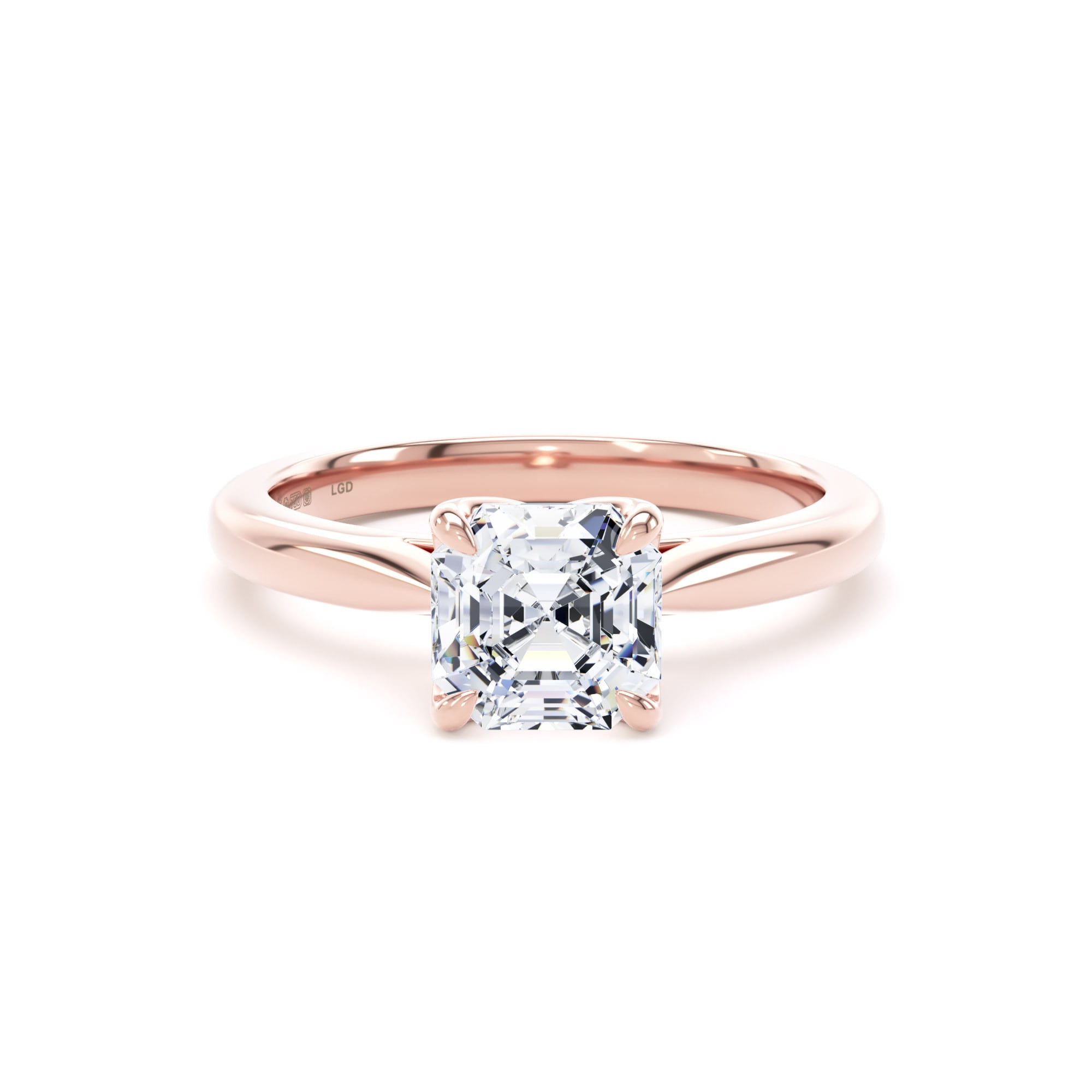 18ct Rose Gold 1.50cttw Asscher Cut Lab Grown Diamond Solitaire Engagement Ring
