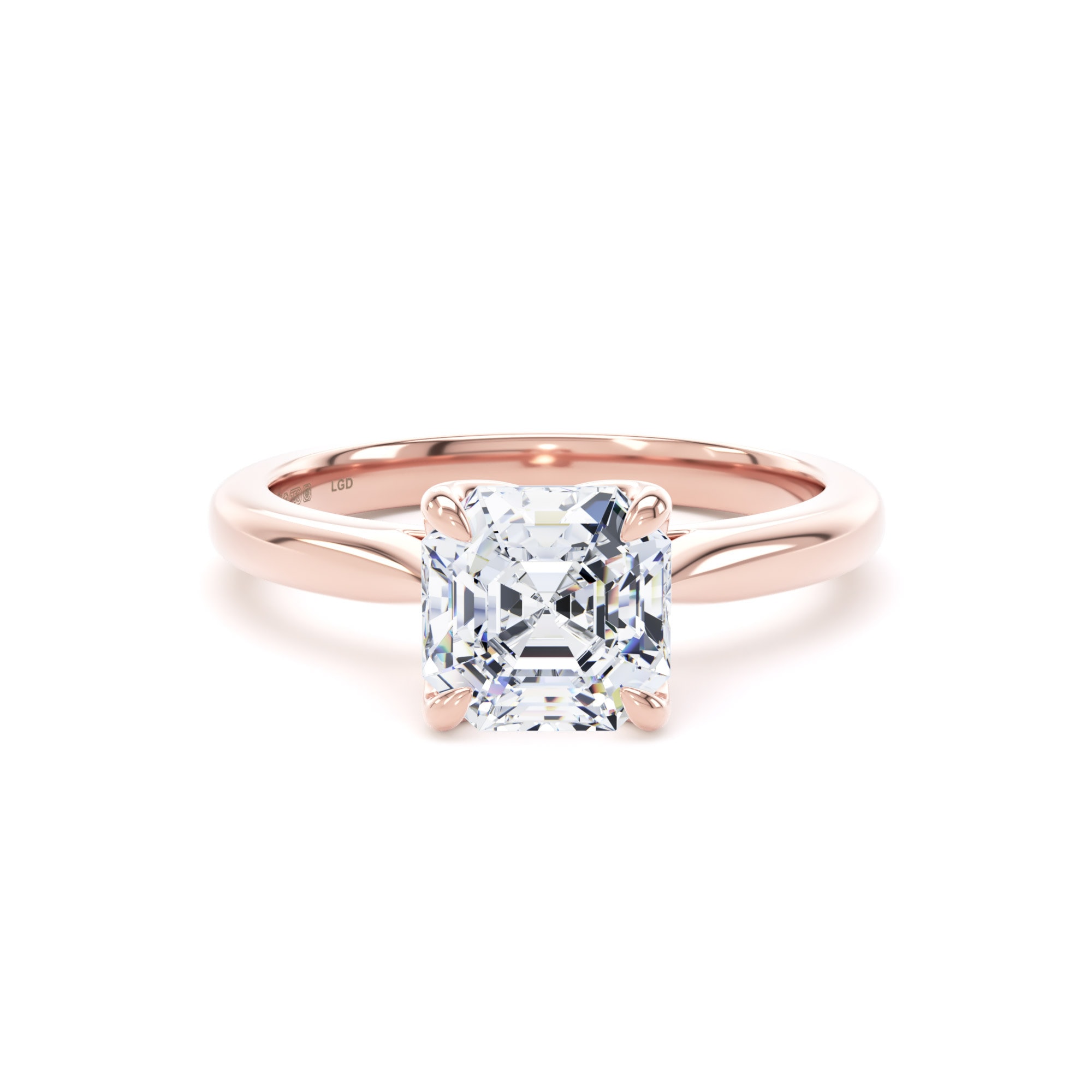 18ct Rose Gold 2.00cttw Asscher Cut Lab Grown Diamond Solitaire Engagement Ring
