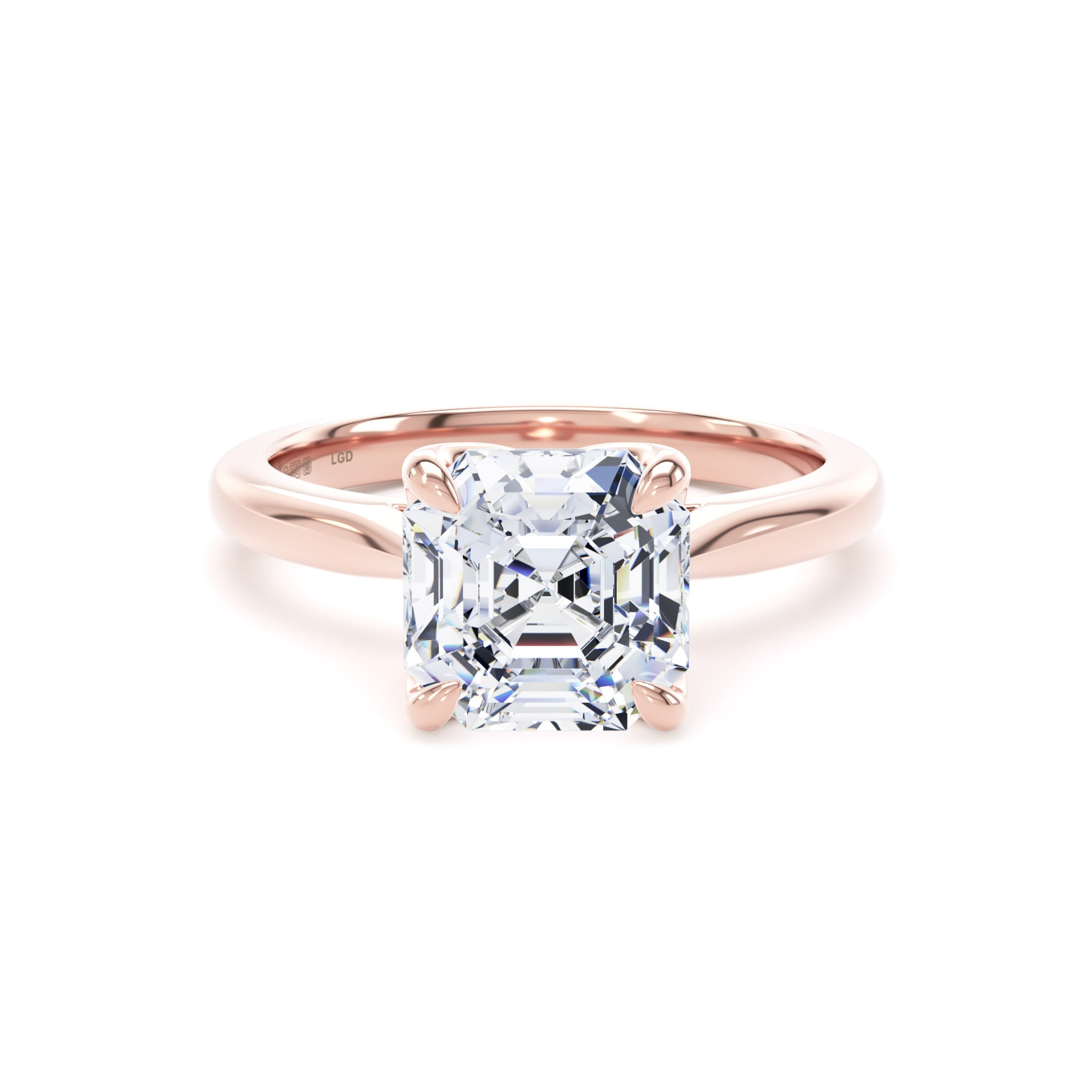18ct Rose Gold 3.00cttw Asscher Cut Lab Grown Diamond Solitaire Engagement Ring