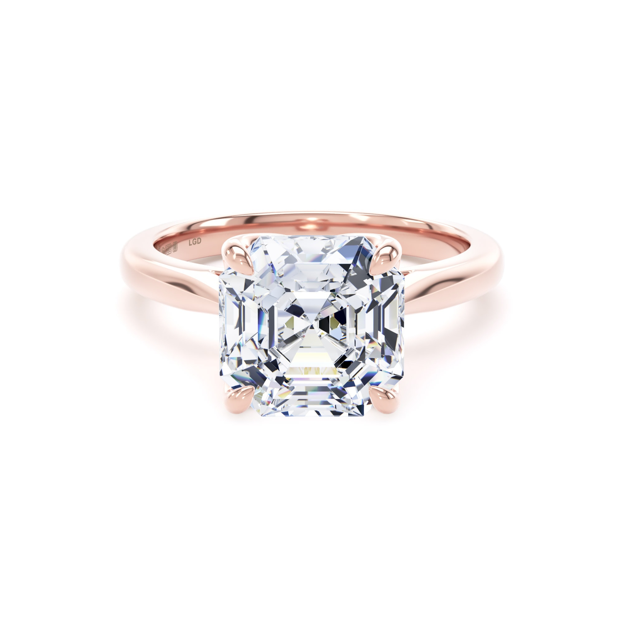 18ct Rose Gold 4.00cttw Asscher Cut Lab Grown Diamond Solitaire Engagement Ring