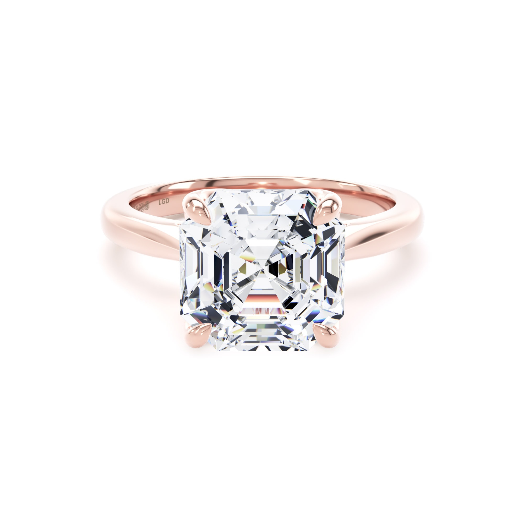 18ct Rose Gold 5.00cttw Asscher Cut Lab Grown Diamond Solitaire Engagement Ring