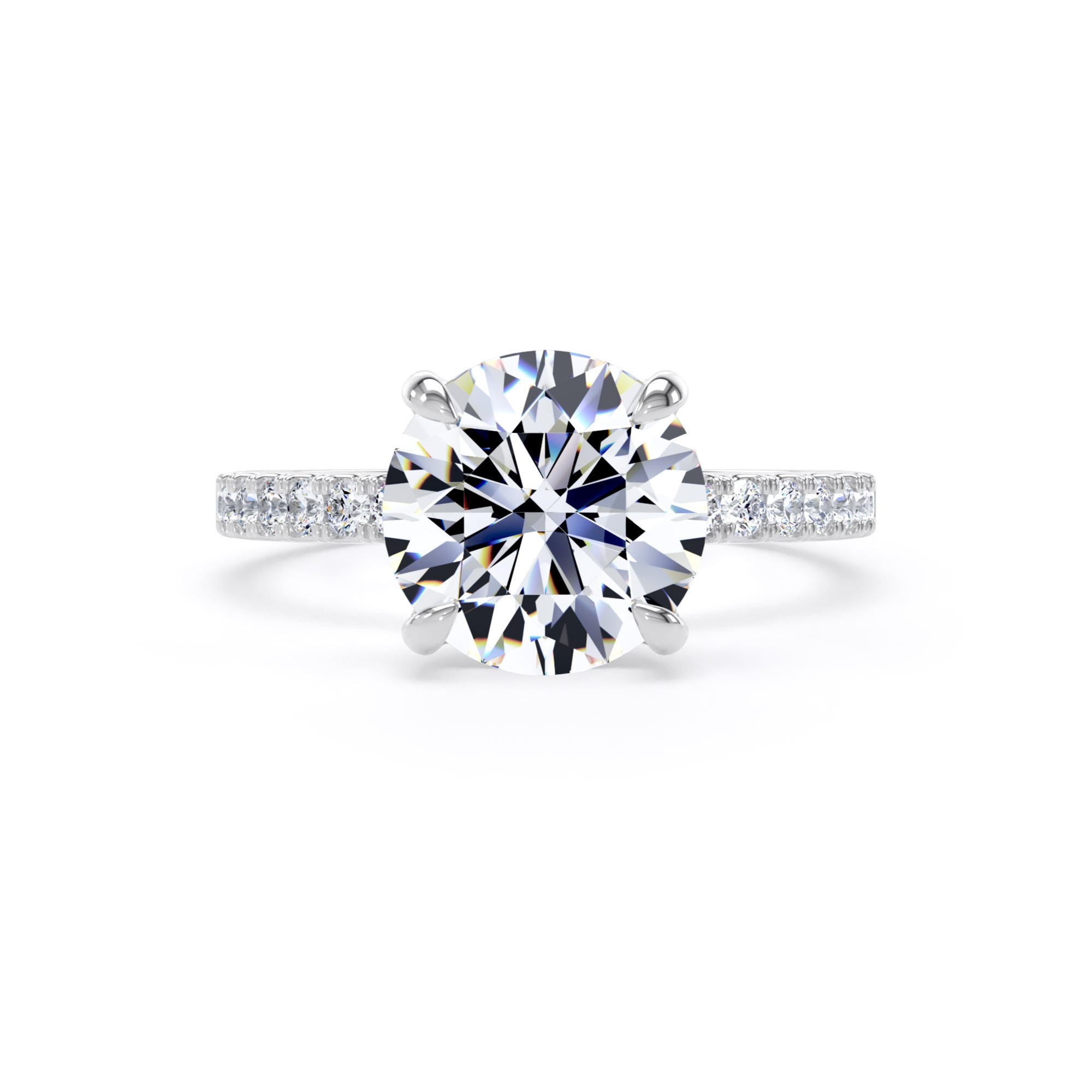 Goldsmiths Platinum 2.70cttw Round Lab Grown Diamond Set Shoulder Solitaire Engagement Ring - Ring Size O Goldsmiths Platinum 2.70cttw Round Lab Grown Diamond Set Shoulder Solitaire Engagement Ring - Ring Size O